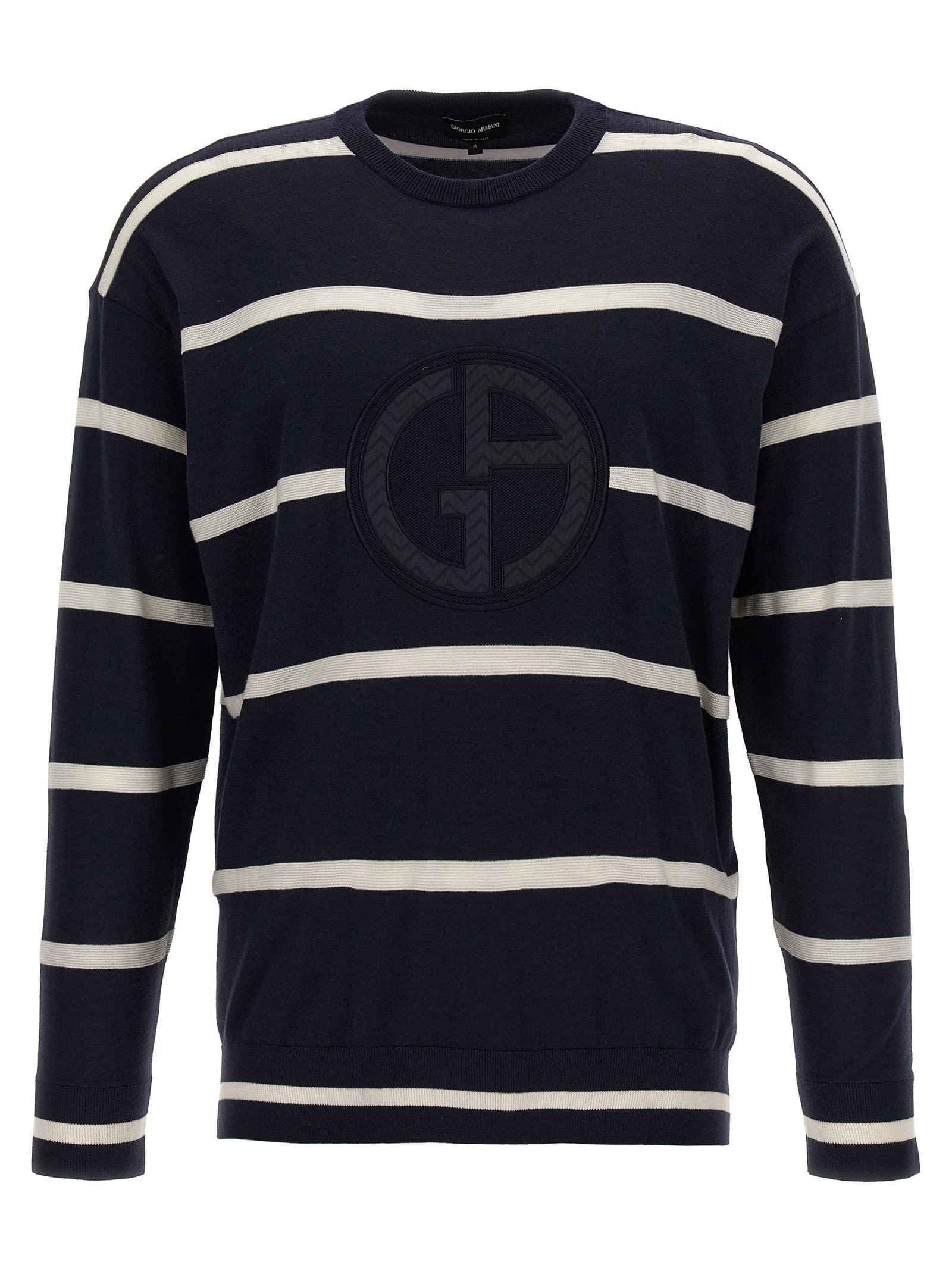 Shop Giorgio Armani Logo Embroidery Sweater In Blue