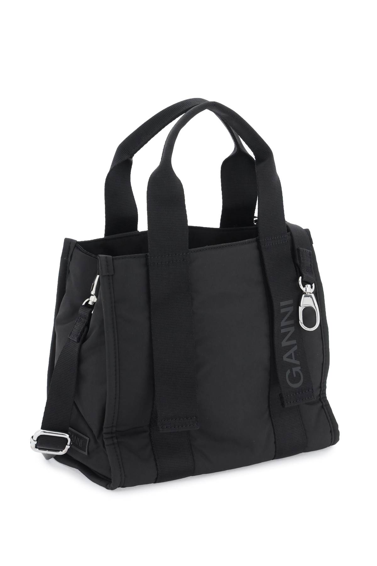 Shop Ganni Tech Tote Bag In Black (blue)