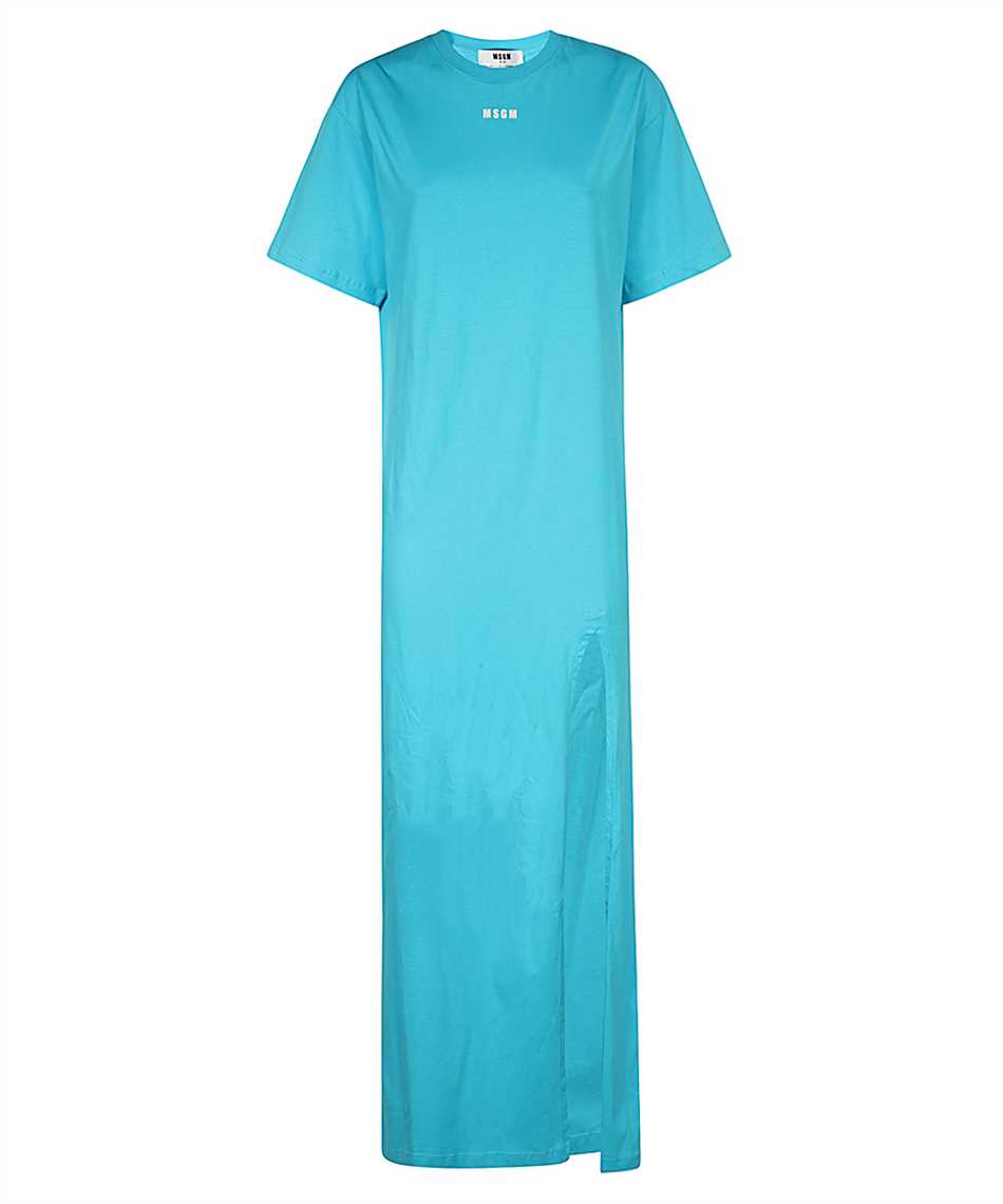 Msgm Woman Maxi Dress Azure Size M Cotton In Blue