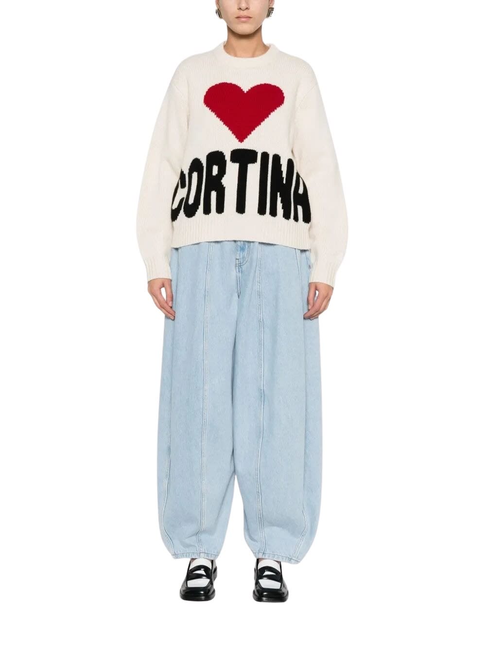 Mc2 Saint Barth Kyla Heart Intarsia Sweater In Neutral