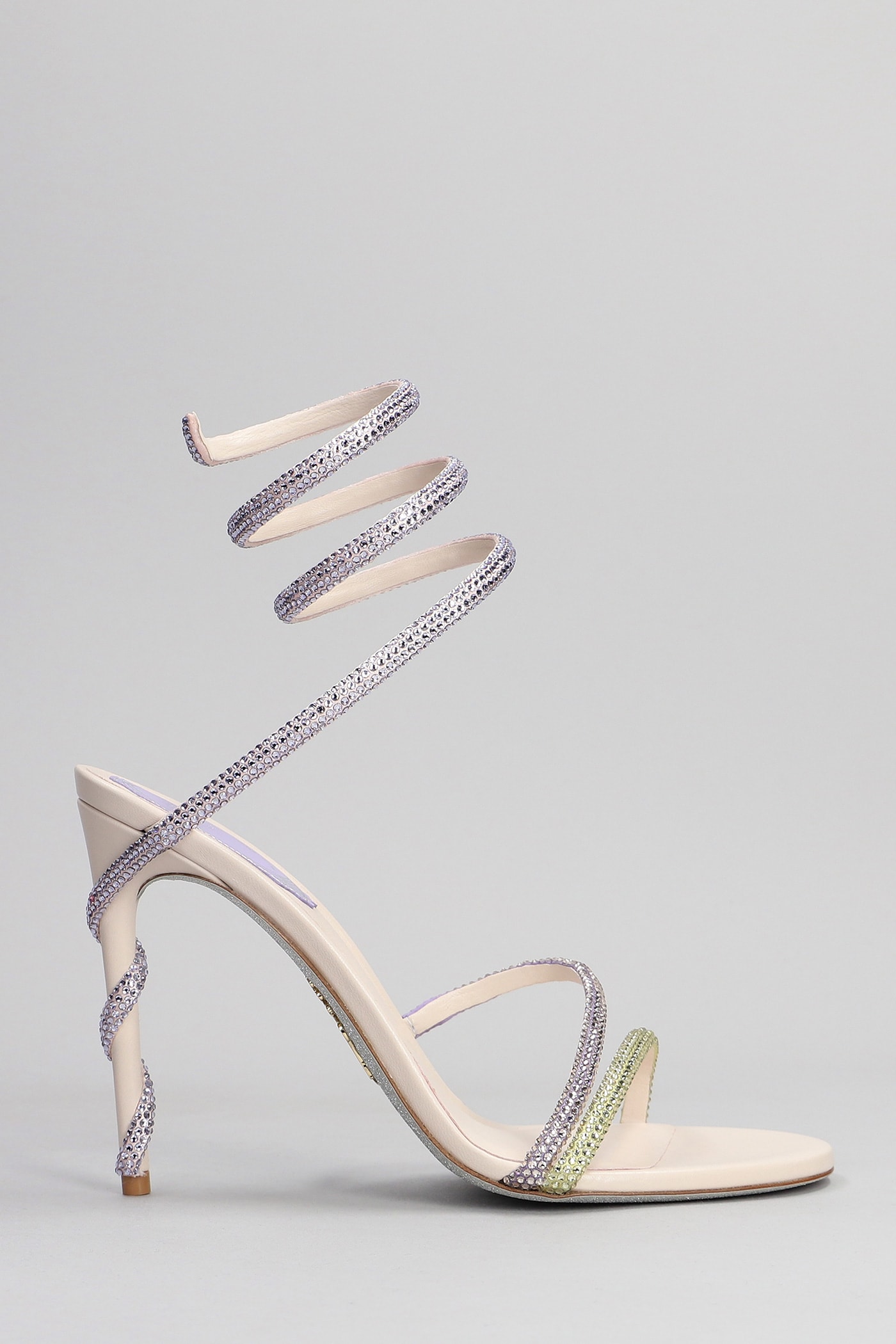 René Caovilla Margot Sandals In Yellow Leather