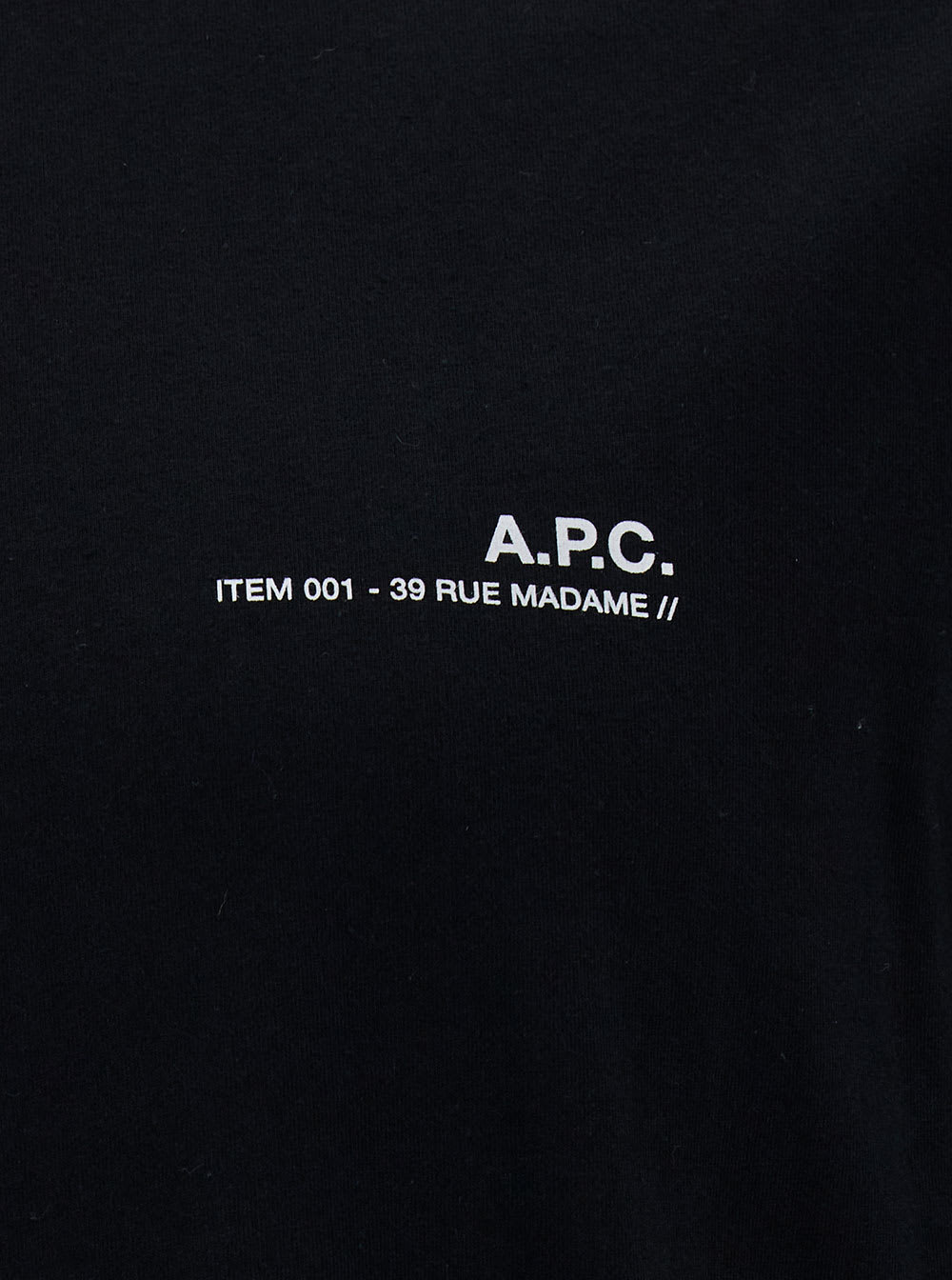 Shop Apc Black Crewneck T-shirt With Contrasting Print In Cotton Man