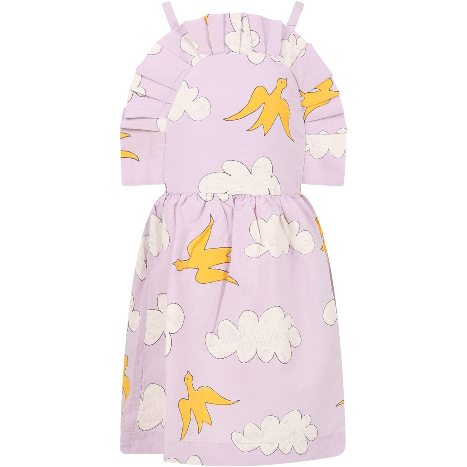 Shop The Animals Observatory Purple Dress For Girl With Clouds And Logo In Violet