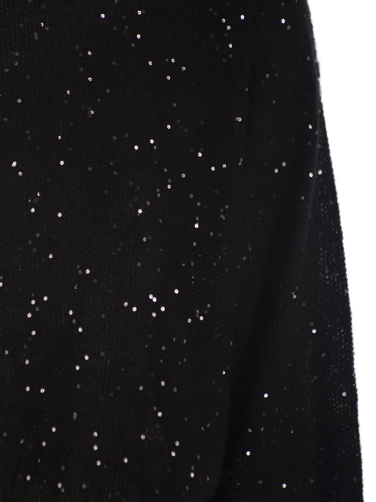 Fabiana Filippi Mohair Sweater With Micro Sequins In Black