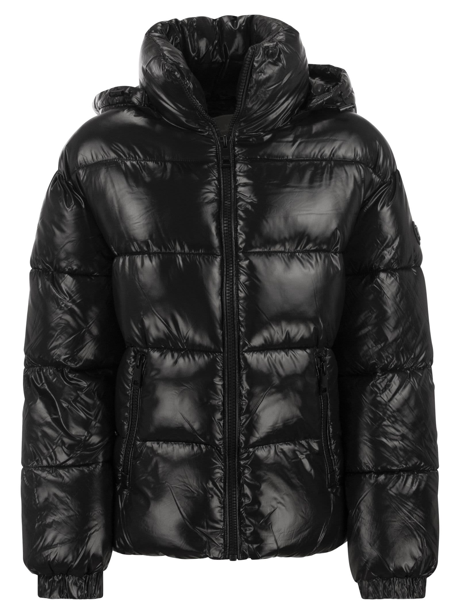 Michael Kors Hooded Down Jacket With Glossy Finish