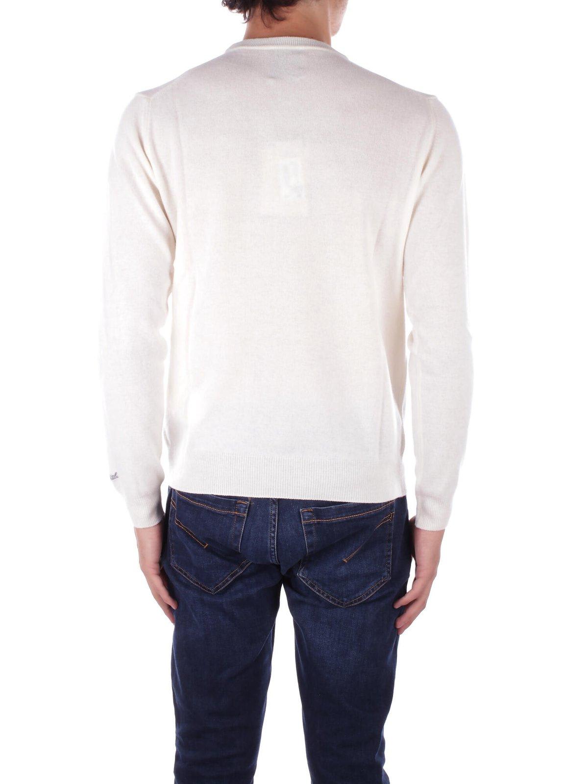Woolrich Logo Embroidered Crewneck Jumper In White