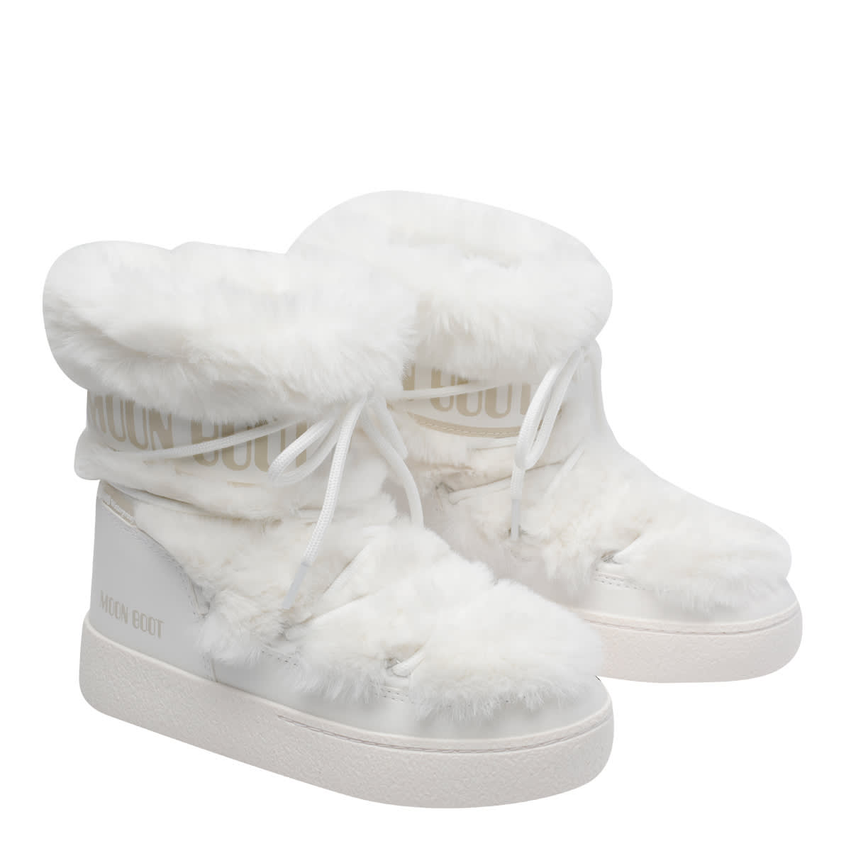 Moon Boot Ltrack Tube Faux Fur Booties In White