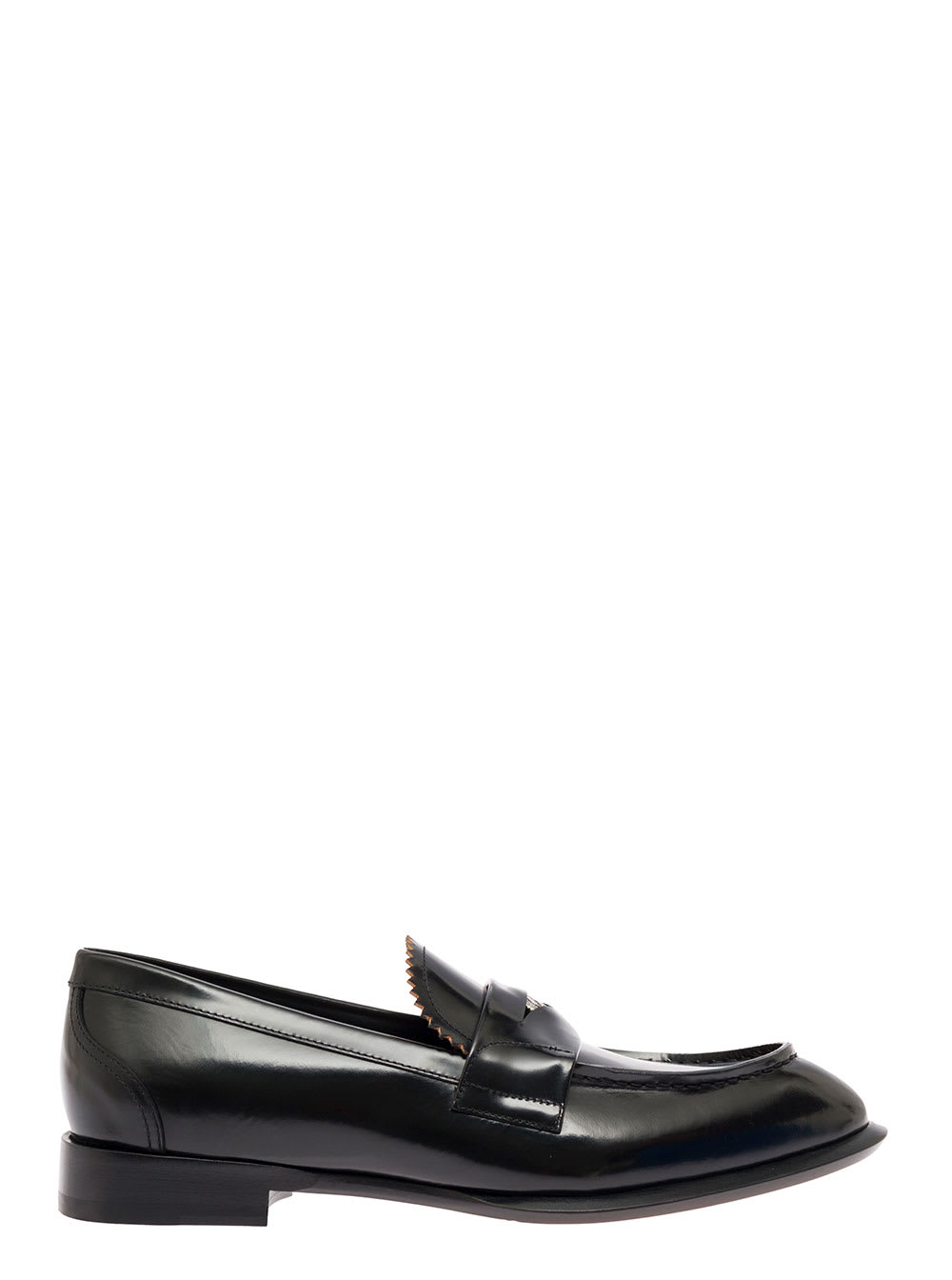 Alexander Mcqueen Mans Black Leather Loafers With Logo