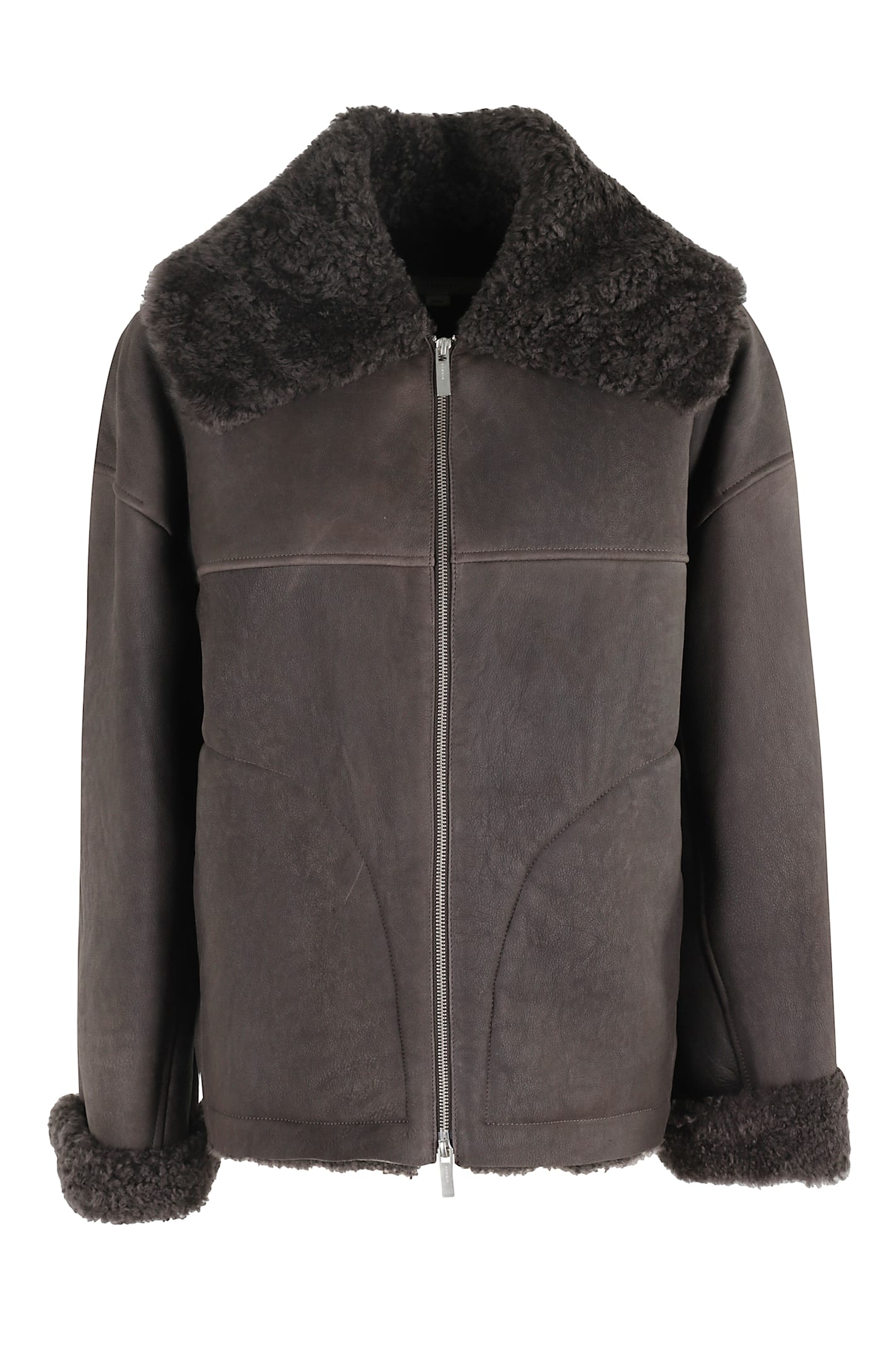 Remain Birger Christensen Shearling Bomber Jacket In Brown