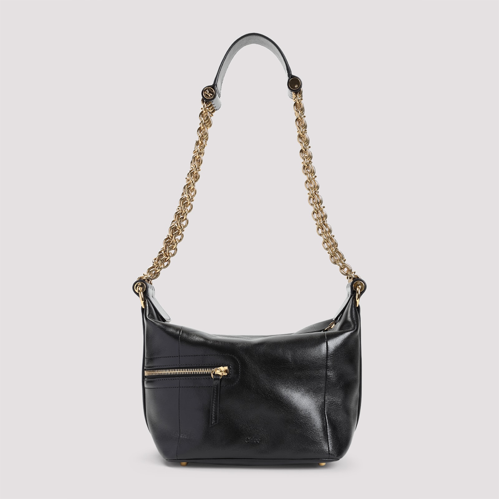 Chloé Sac Porté Épaule Camera Chain En Cuir Brillant Femme Noir Taille Onesize 100% Bubalus Bubalis, Farme In Black