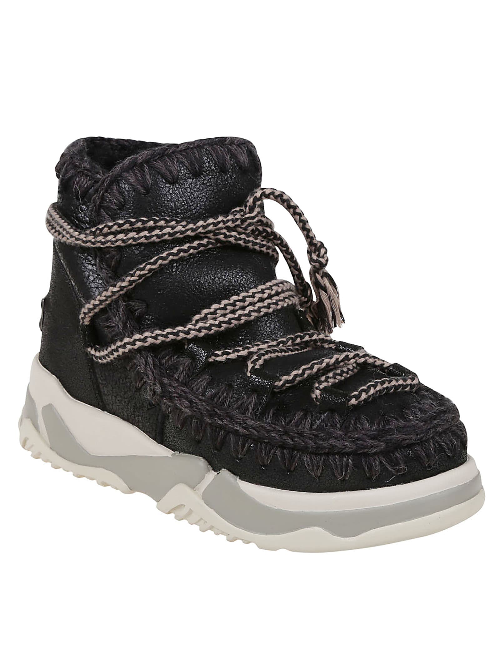 Mou Trainer #2 Scoobidoo Lace Ankle Boots In Cbkg Cracked Black Grey