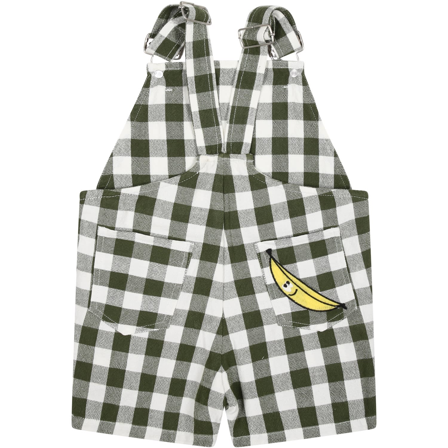 Shop Stella Mccartney Green Dungarees For Baby Boy With All-over Pattern