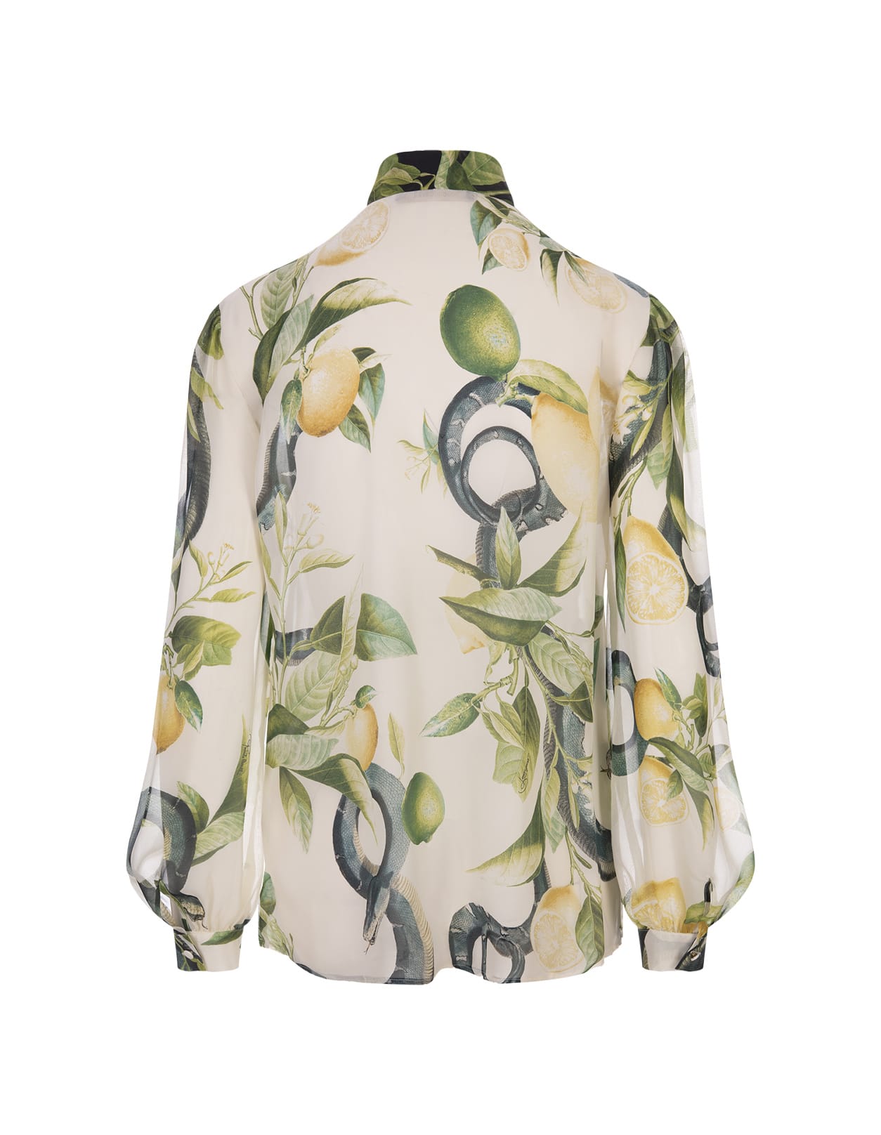 Shop Roberto Cavalli Ivory Shirt With Lemons Print In Multicolor