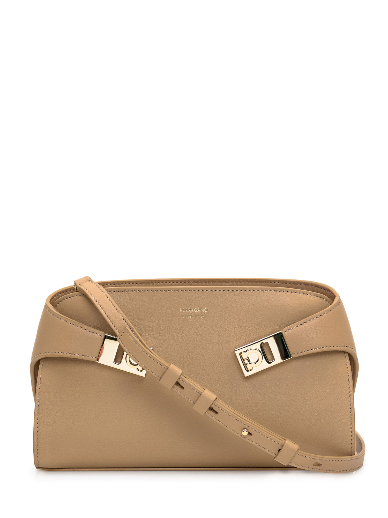 Shop Ferragamo Hug Bag In Light Camel