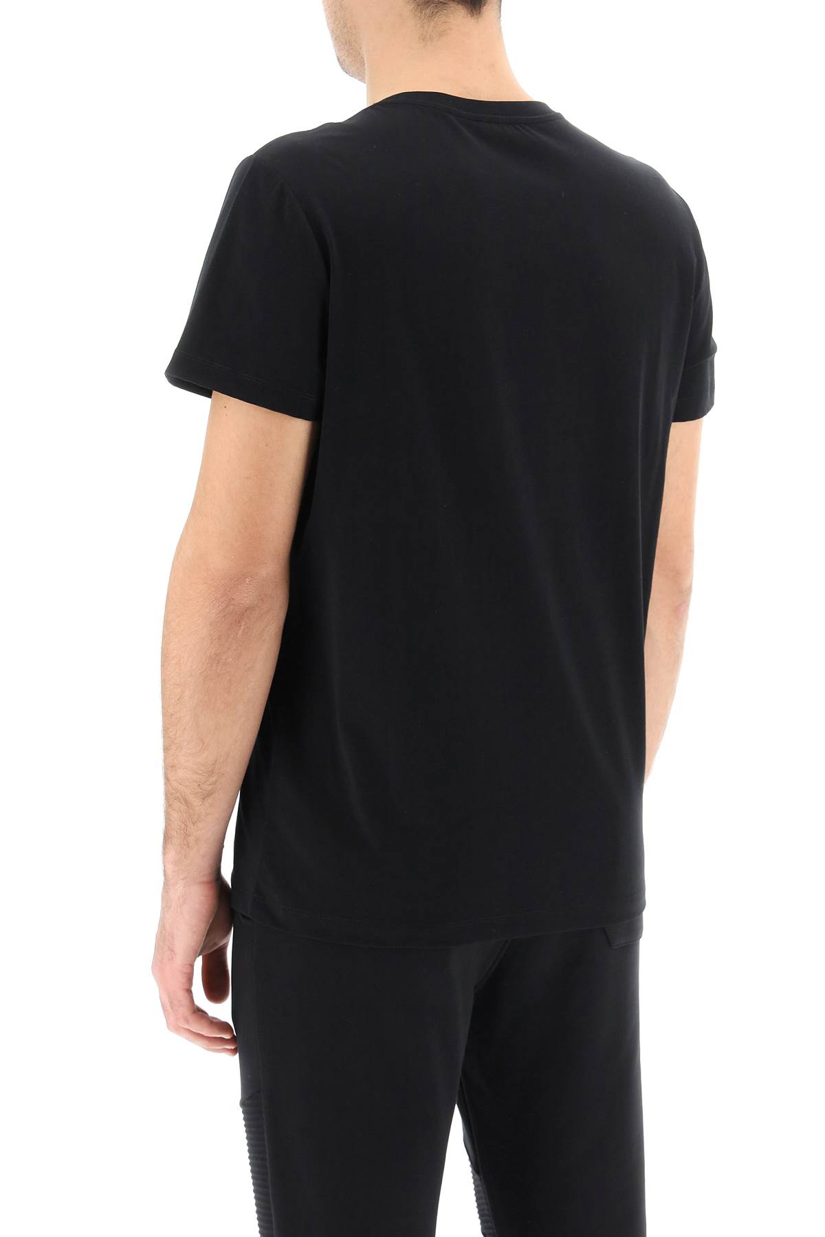 Shop Balmain Metallic Silver Logo T-shirt In Black