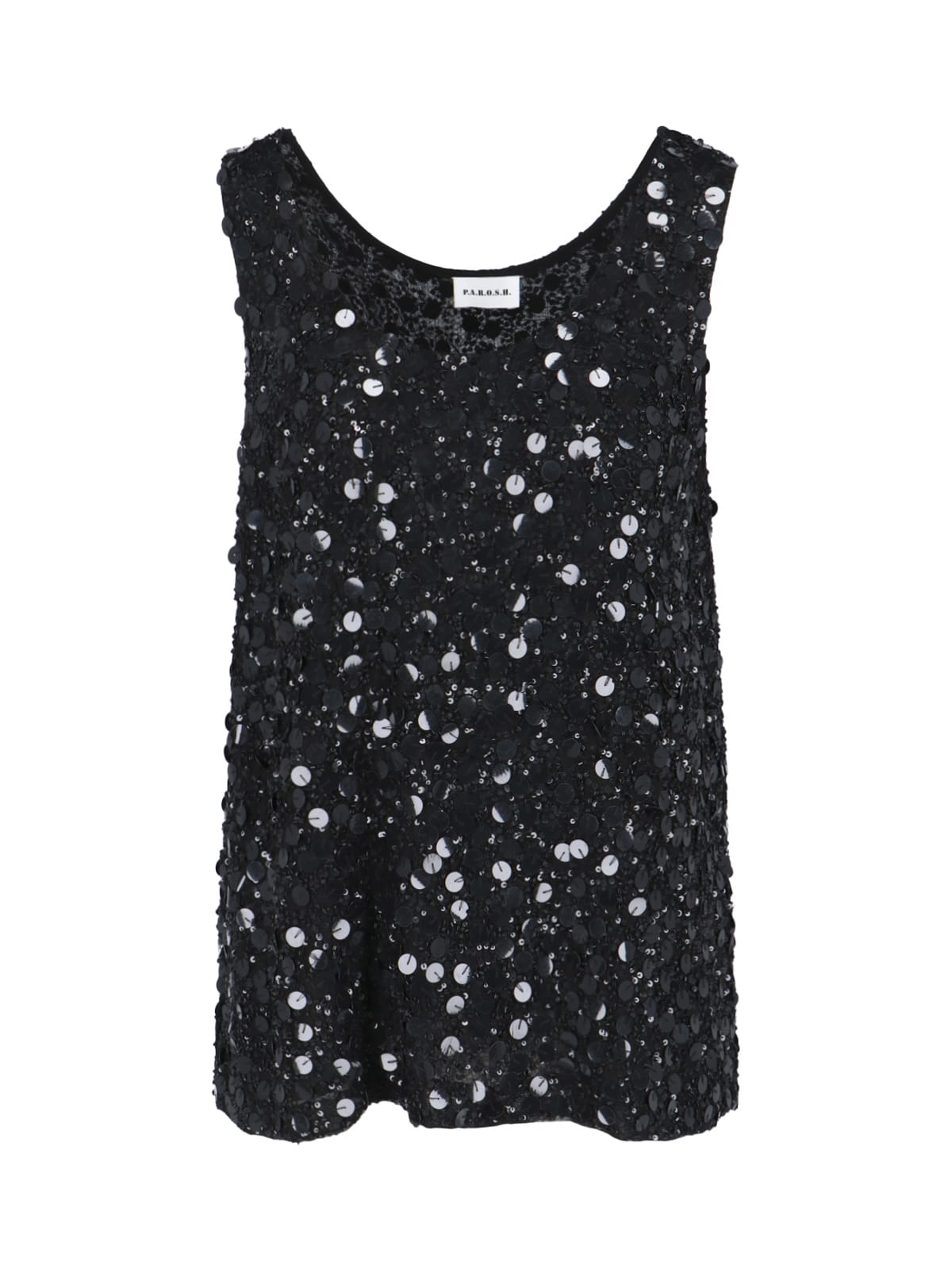 Shop P.a.r.o.s.h Sequin Tank Top In Black