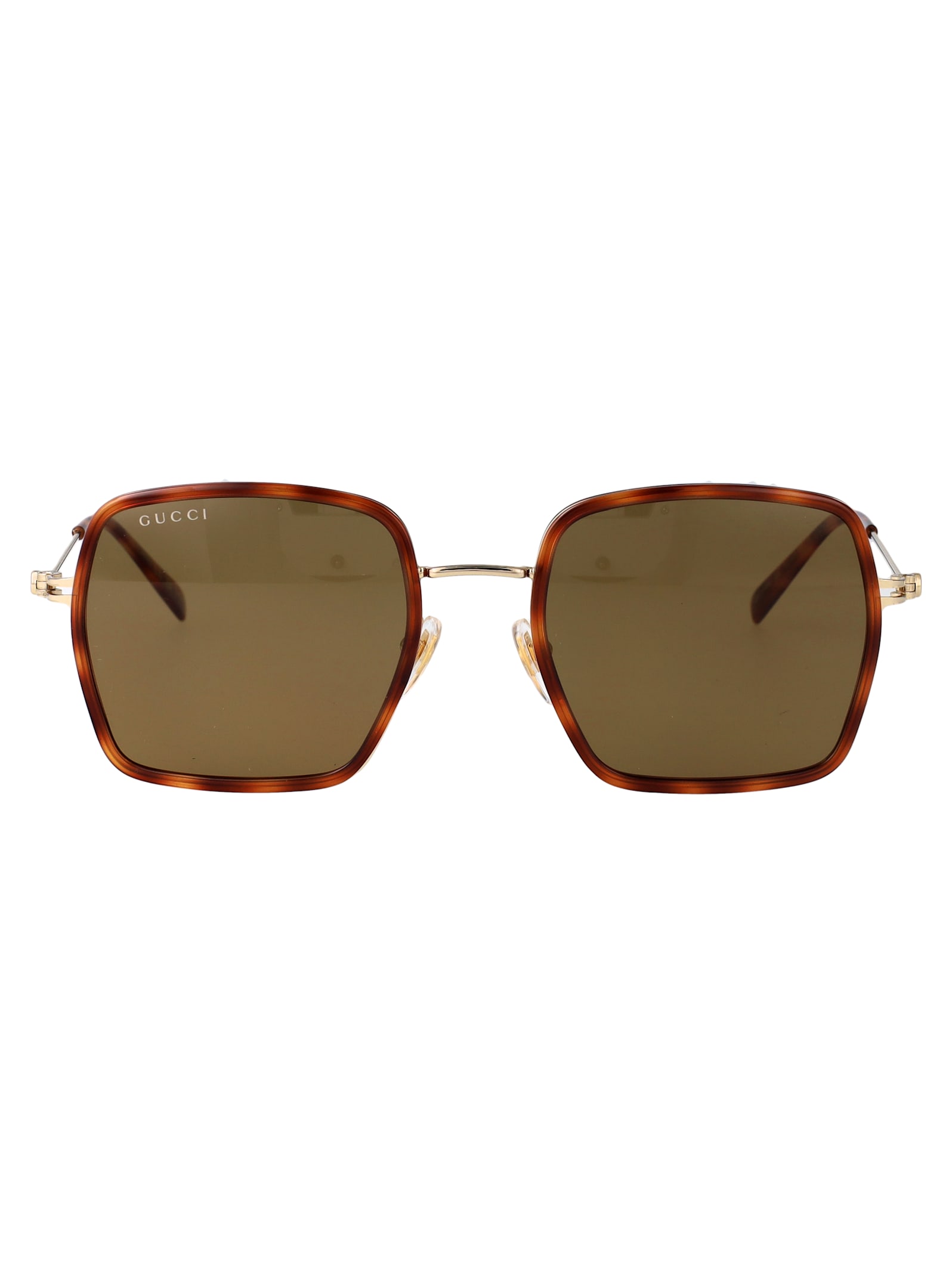 Gucci Havana-gold-brown Acetate Sunglasses In Brown