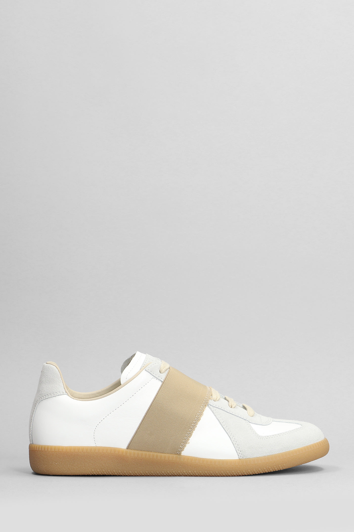 MAISON MARGIELA REPLICA SNEAKERS IN WHITE SUEDE AND LEATHER