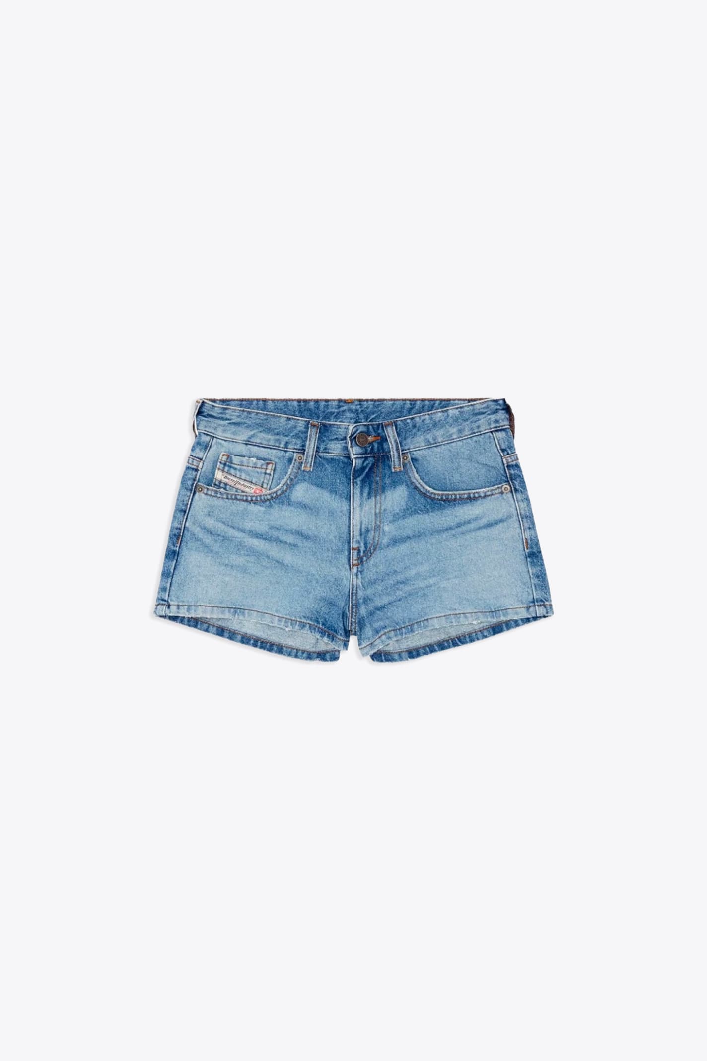 Shop Diesel 0dqaf De-yuba Light Blue Denim Short - De Yuba