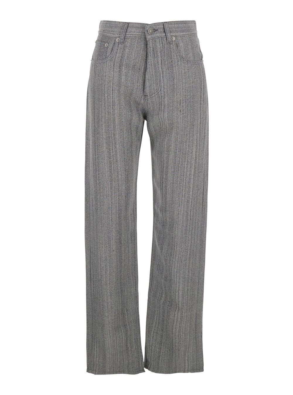 Phoebe Philo Grey Jeans With Belt Loops And Tapered Leg In Denim Woman In Gray