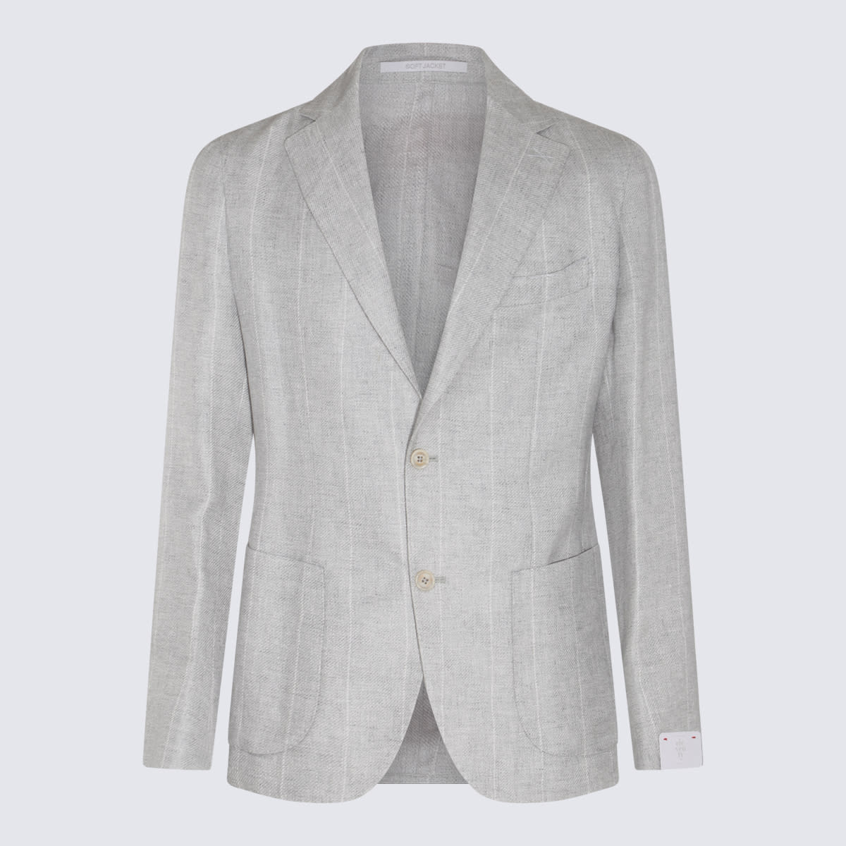 Shop Eleventy Grey Linen And Wool Suits