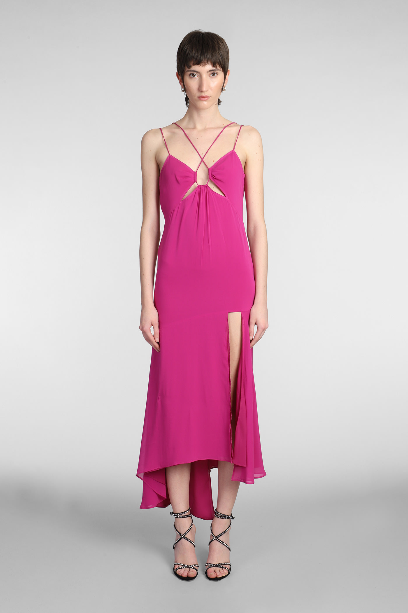 The Andamane Layla Stretch Silk Georgette Midi Dress In Viola