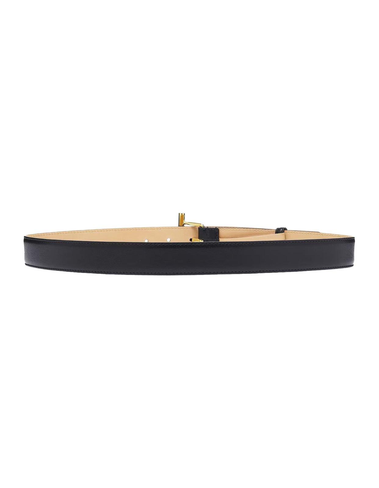 Shop Alexander Mcqueen Logo Engraved Sling Belt In Nero E Oro