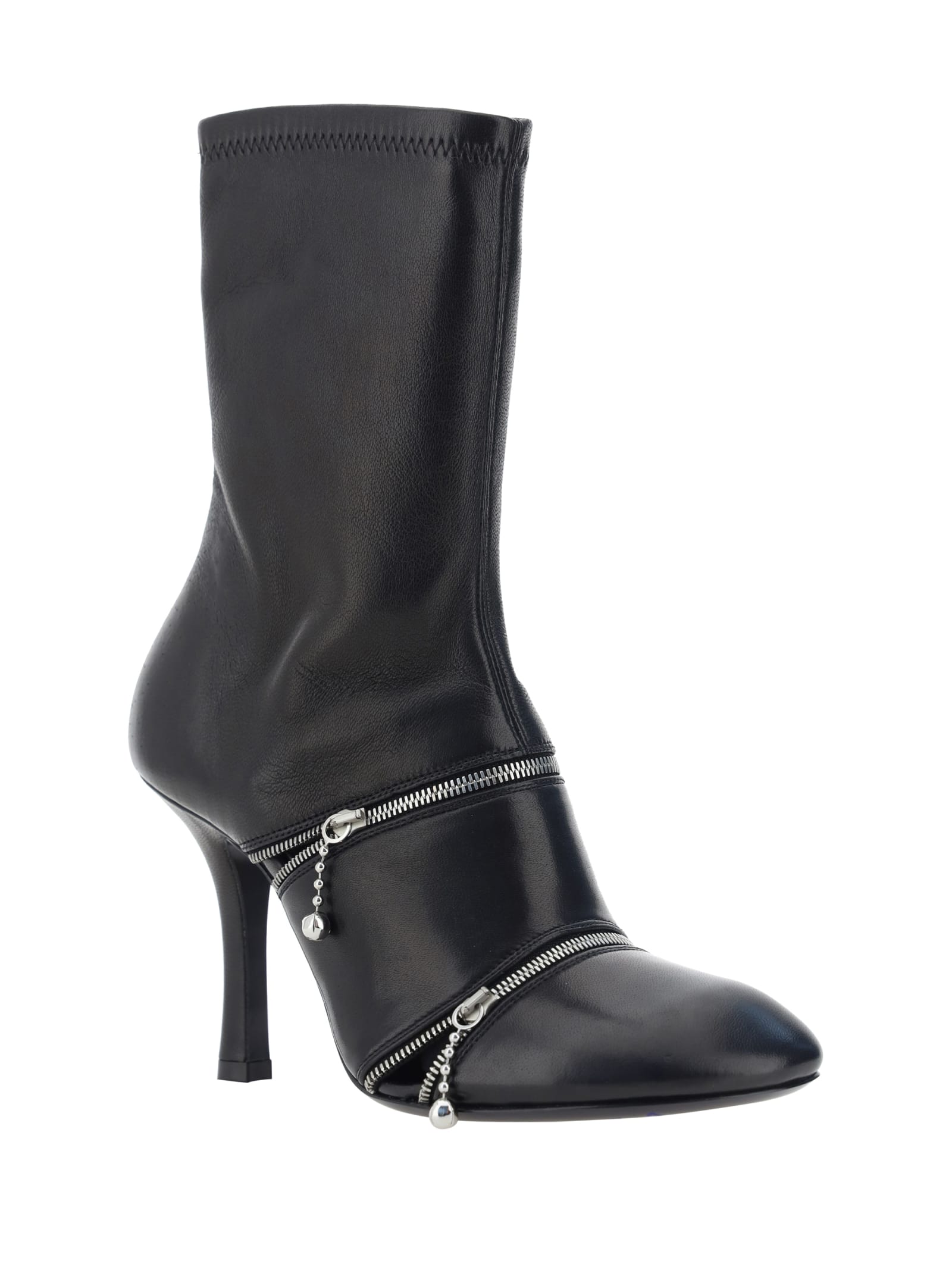 Shop Burberry Peep Ankle Boots In Black