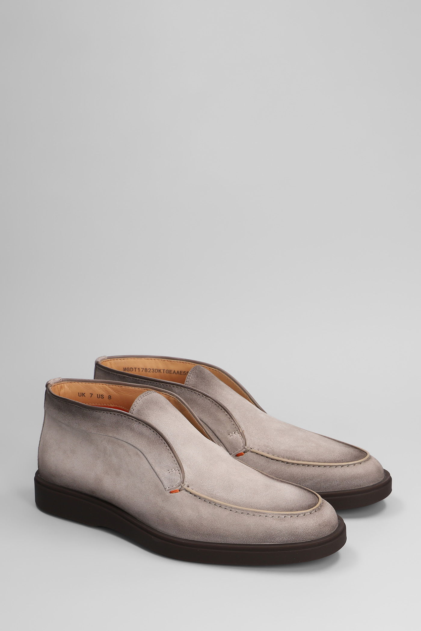 Santoni Dragon Loafers In Grey Suede In Gray