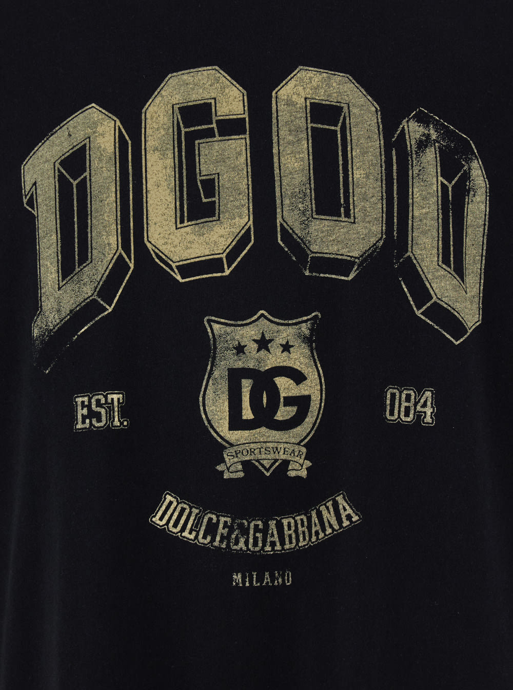 Dolce & Gabbana Oversized Black T-shirt With Dg00 Print In Black