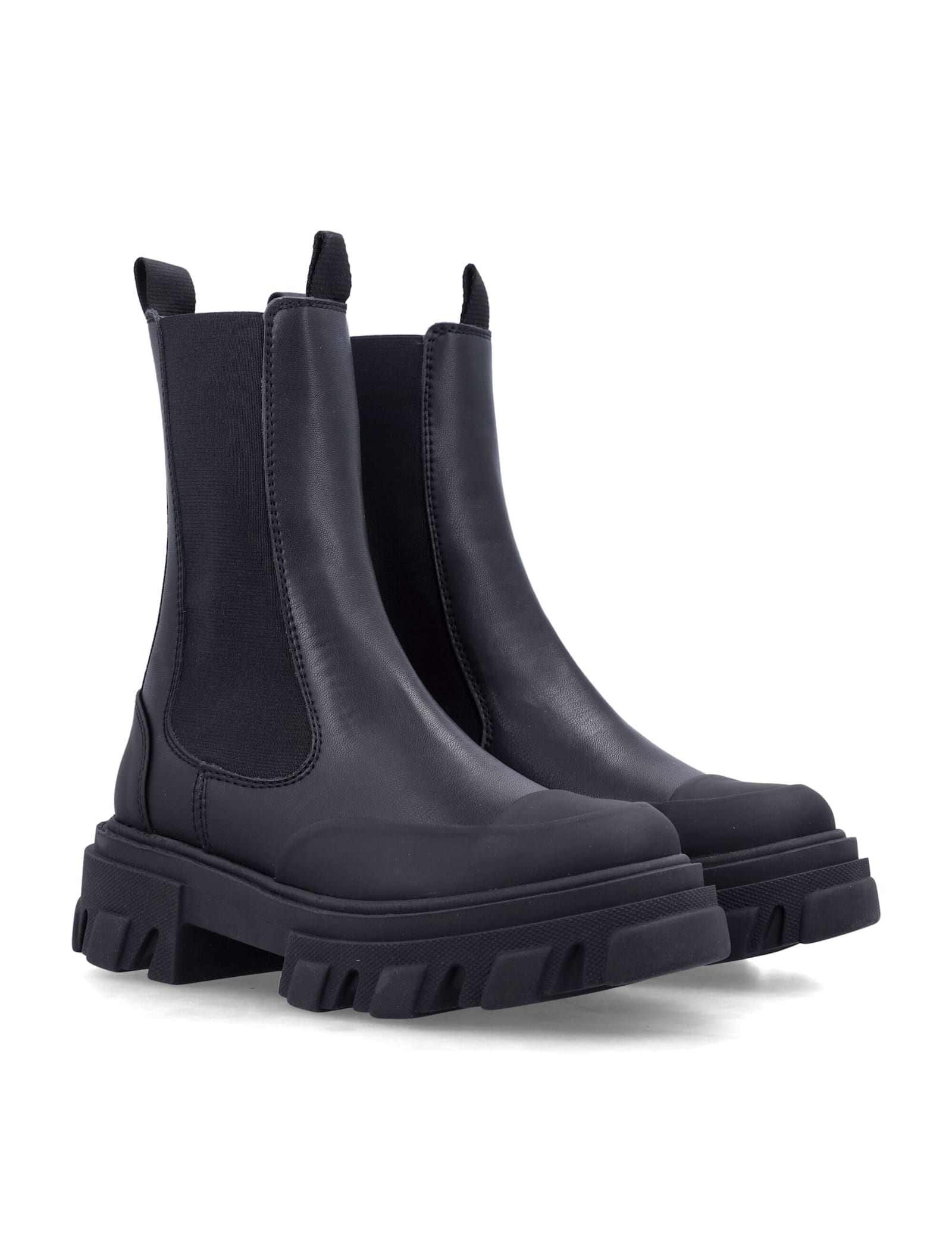 Ganni Cleated Mid Chelsea Boots In Black