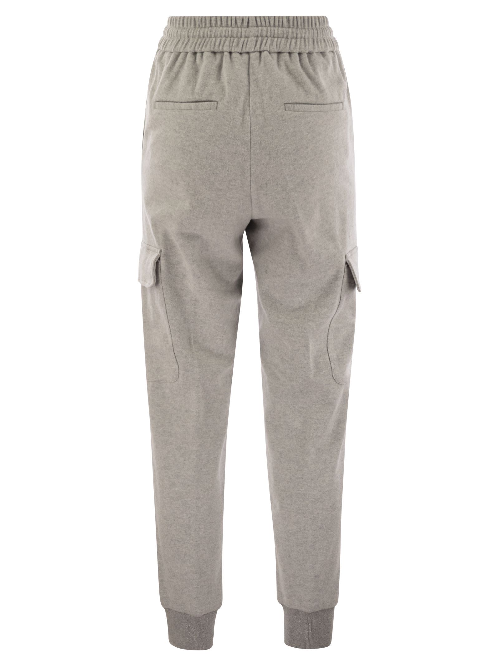 Shop Peserico Cotton And Virgin Wool Trousers In Light Grey