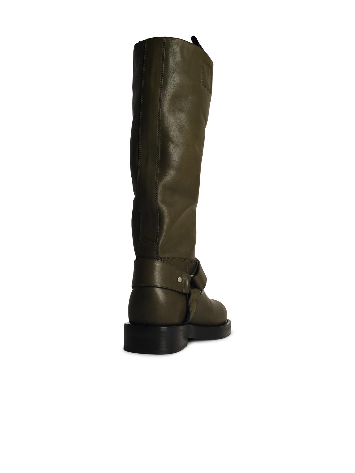 Shop Burberry Green Leather Boots In Loch