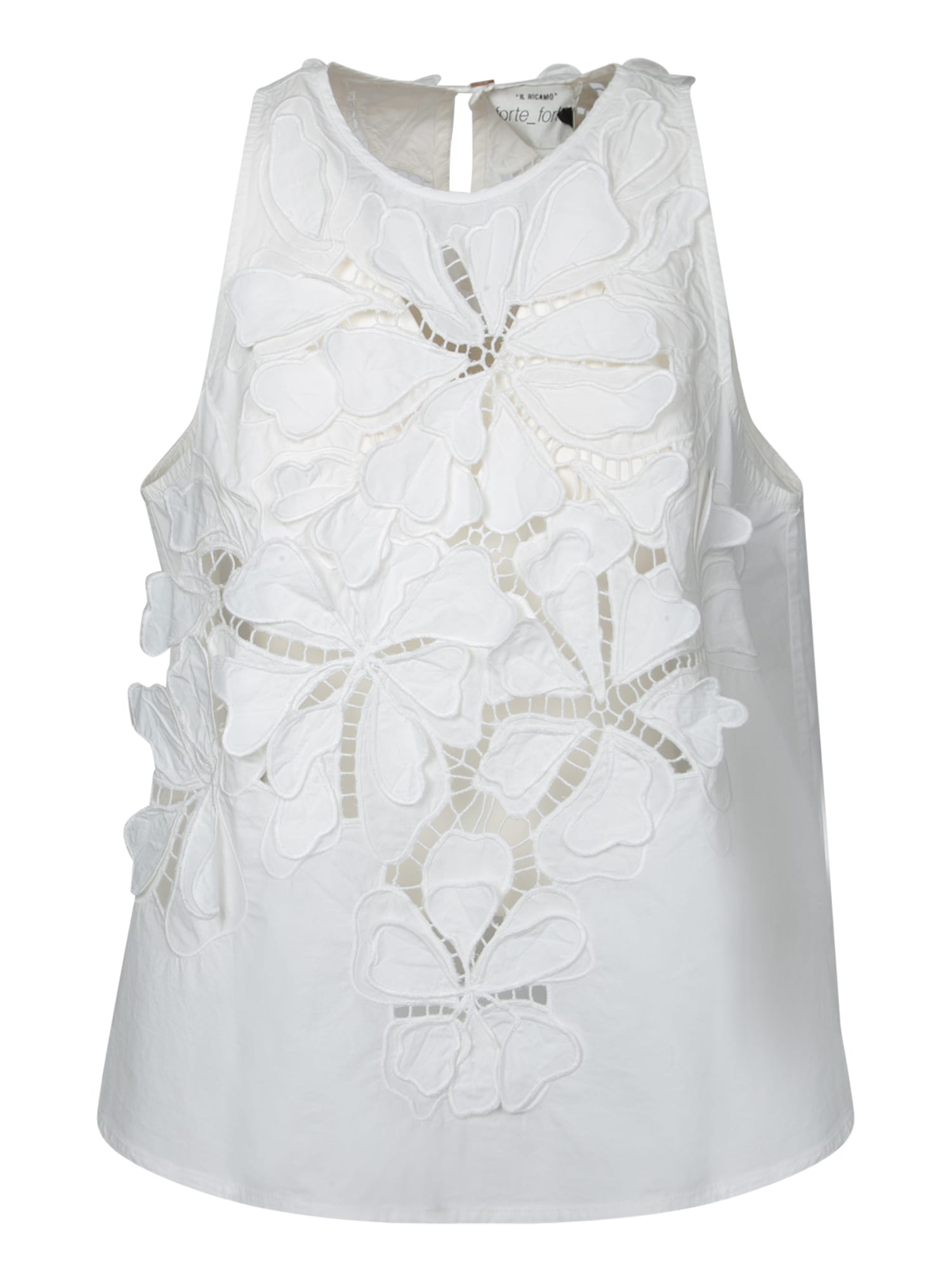 Forte_Forte White Top With Floral Appliques