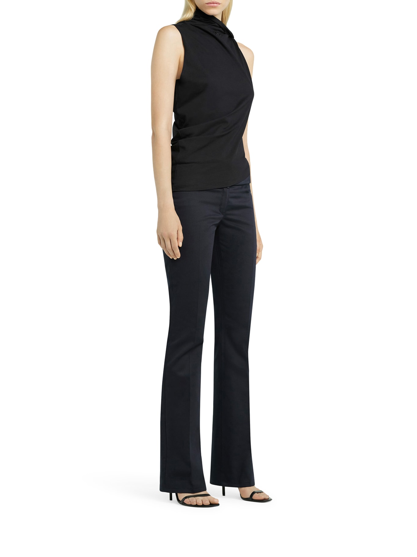 Courrèges Asymmetric Sleeveless Fitted Stretch Top In Black