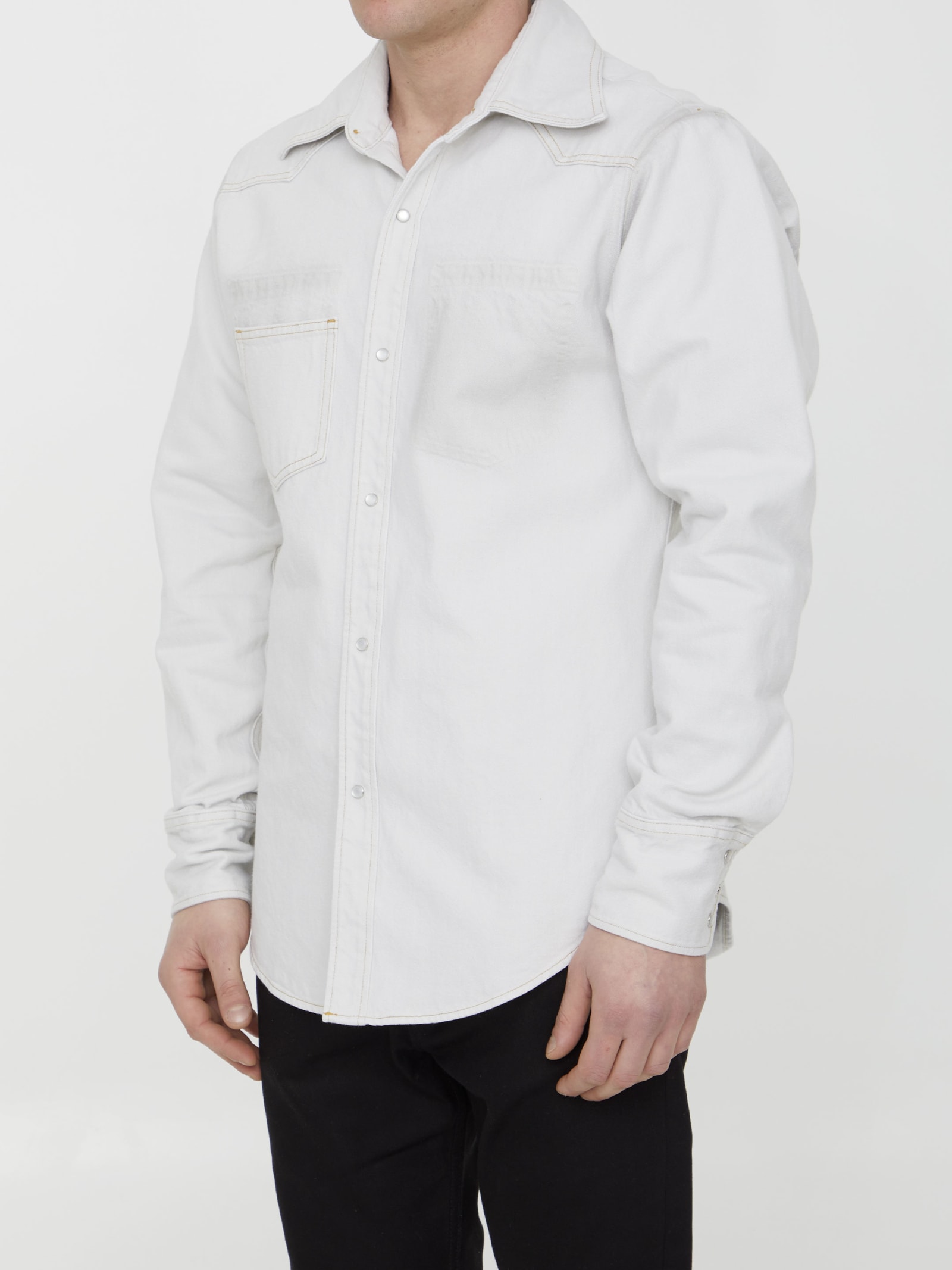 Shop Maison Margiela Cotton Denim Shirt In White