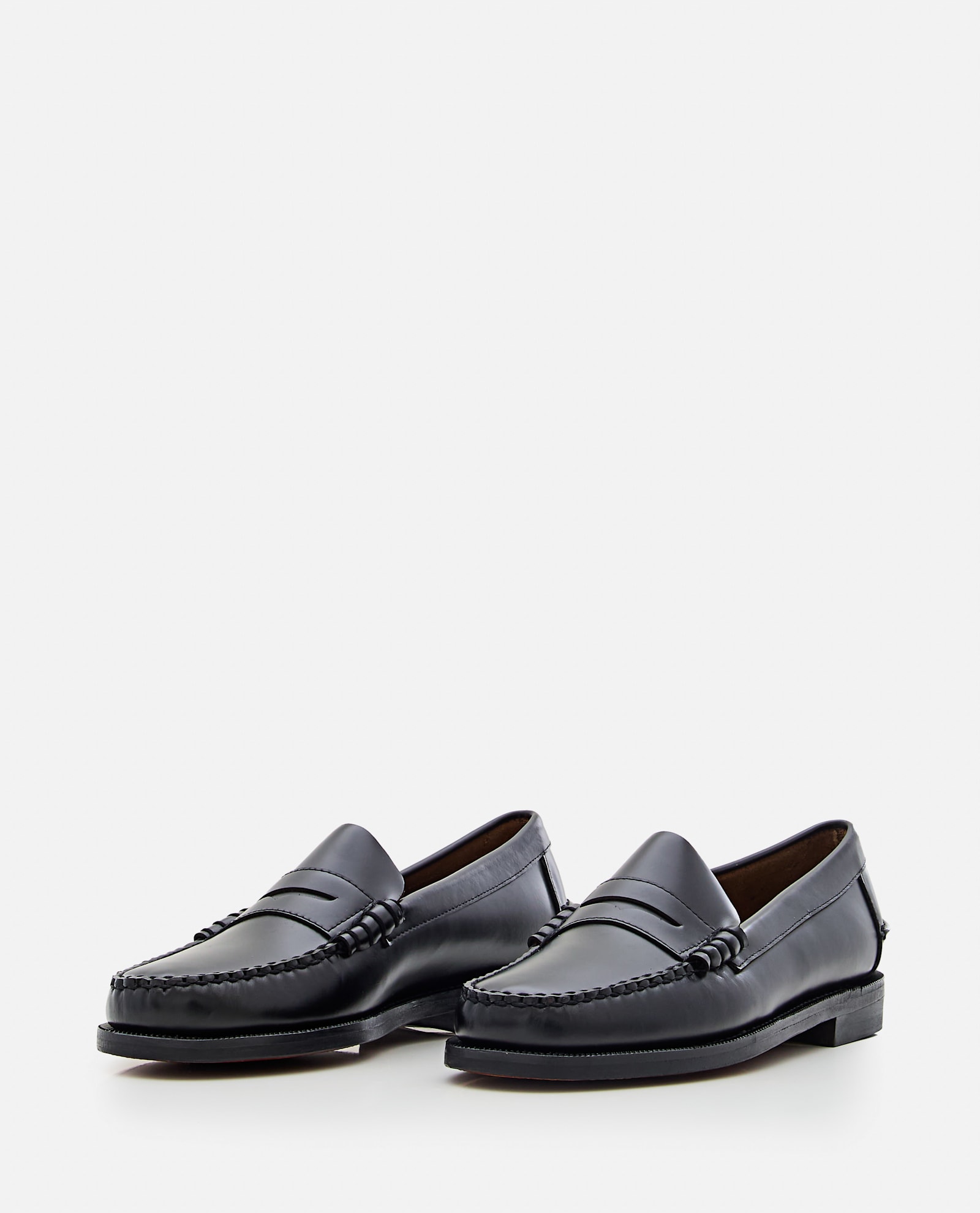 Sebago Brown Leather Moccasin Loafers In Black