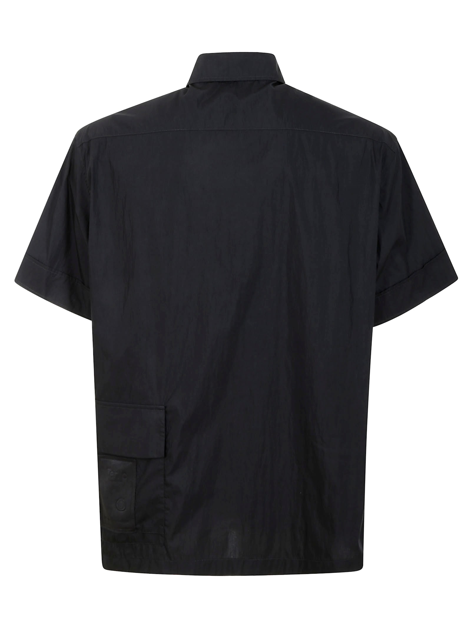 Ten C Button-down Black Cotton Shirt With Minimalist Design In Nero