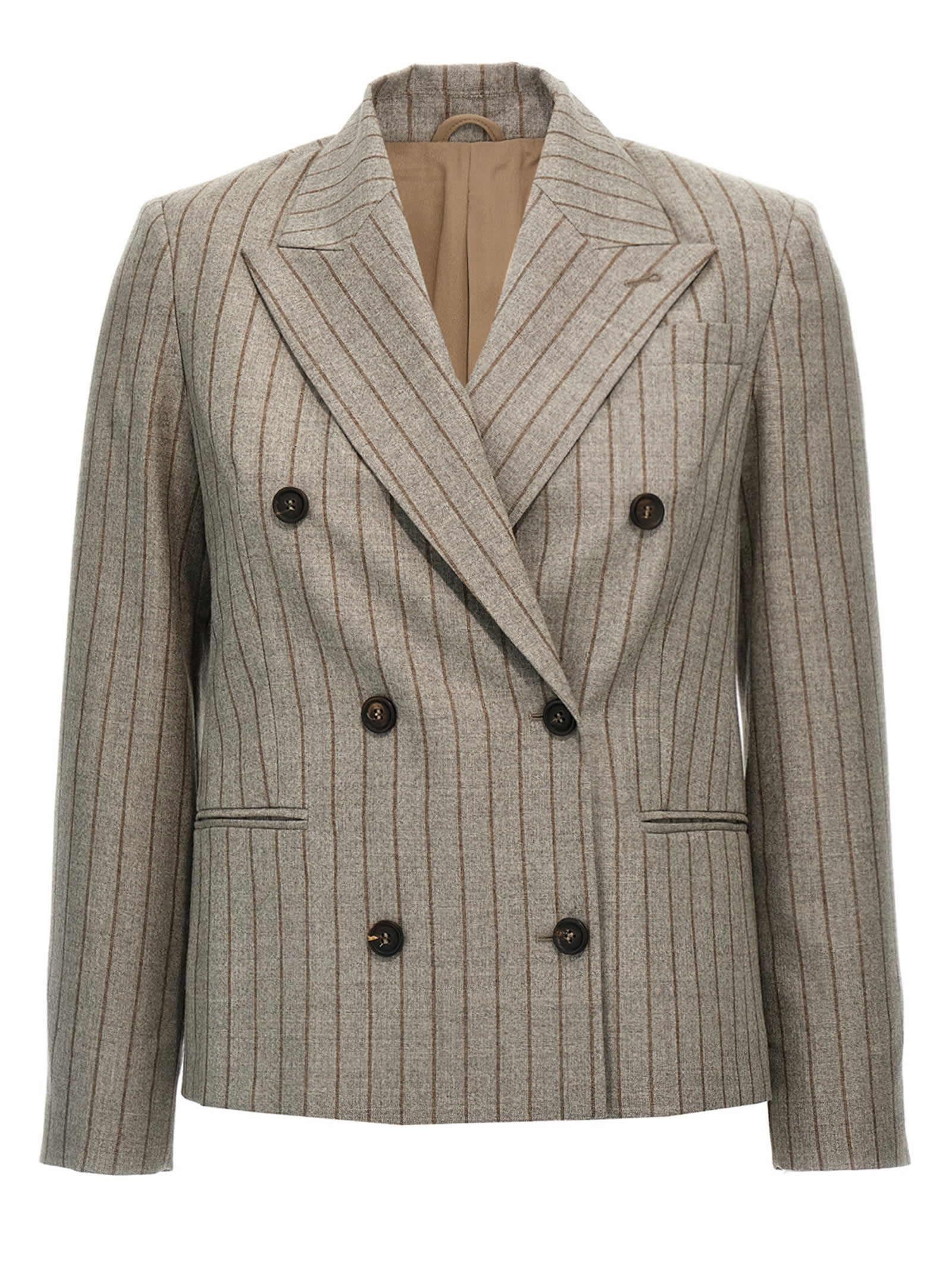 Shop Brunello Cucinelli Monile Double-breasted Jacket In Gray