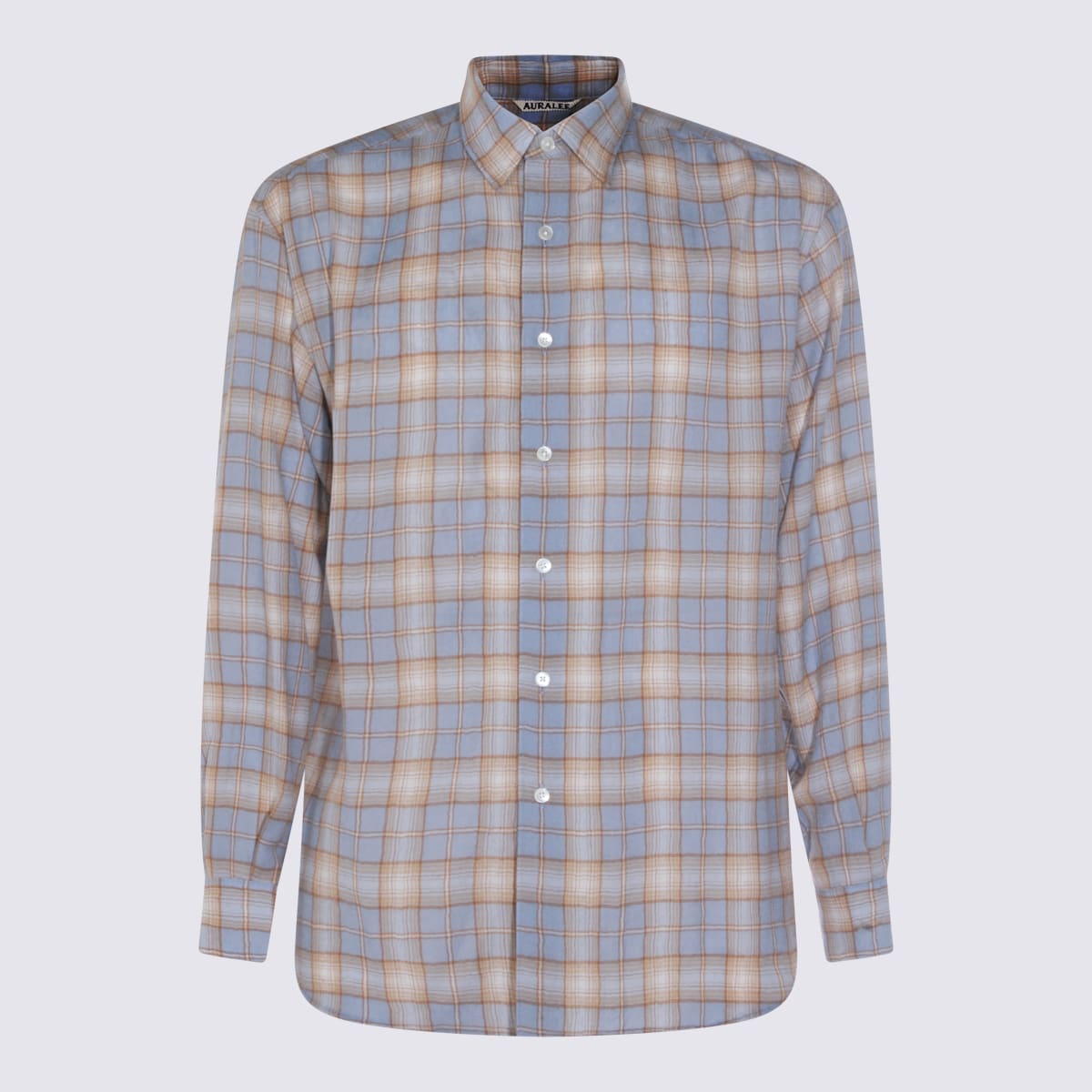 Auralee Lightweight Checked Long Sleeve Shirt In Gray