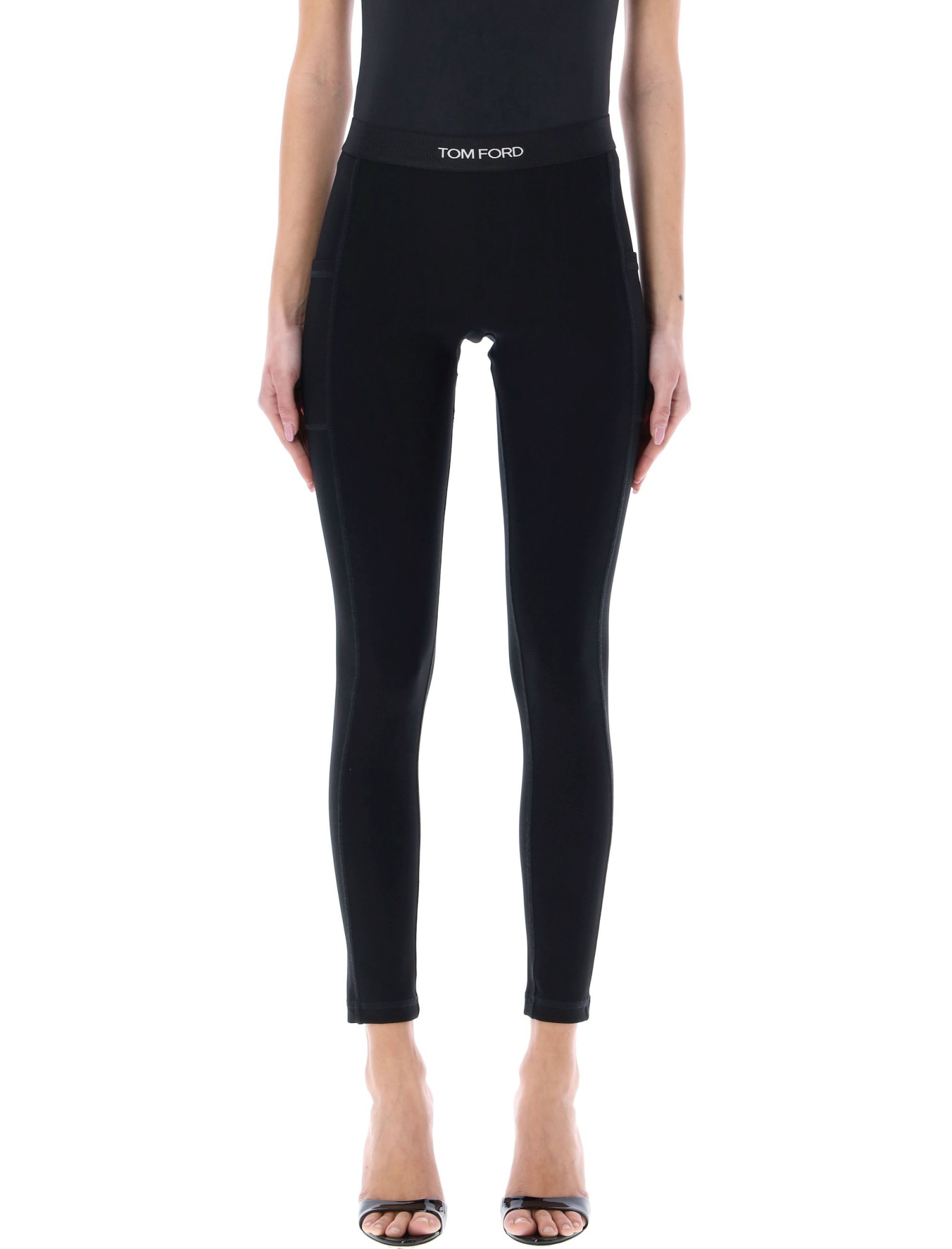 Tom Ford Logo-band Skinny-leg Pants In Black | ModeSens