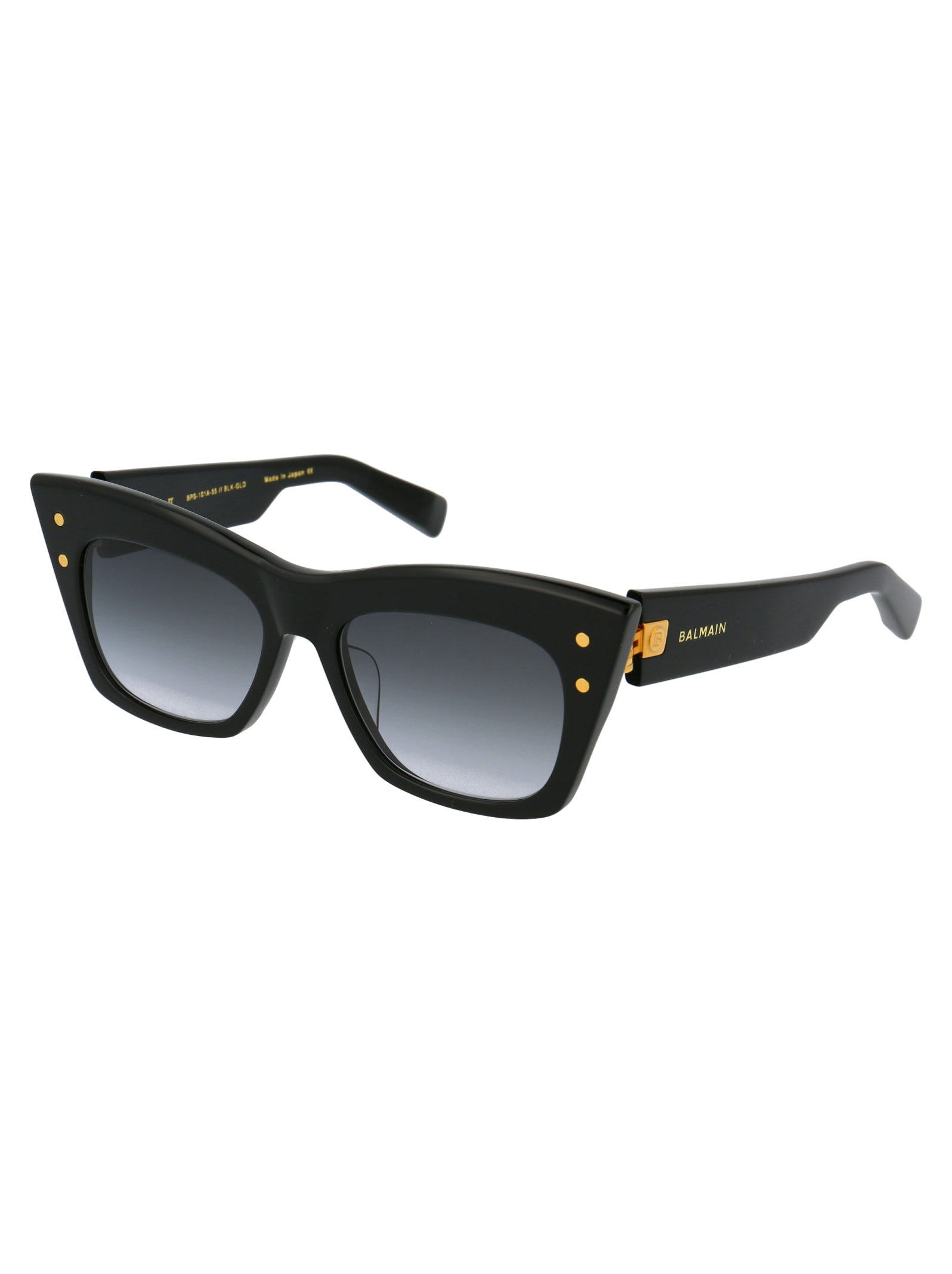 Shop Balmain B-ii Sunglasses In Black Black Rhodium W/dark Grey To Clear Ar