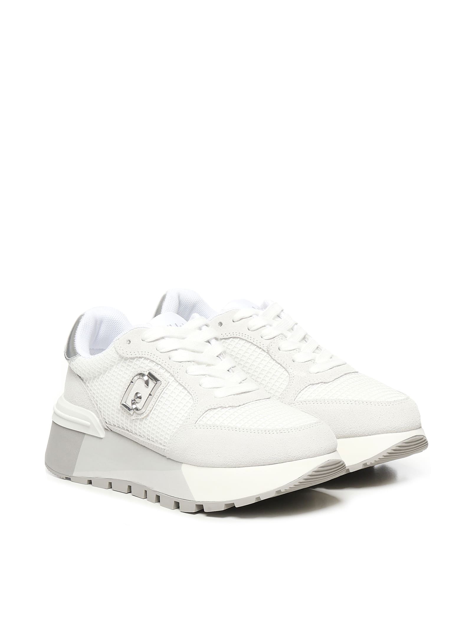 LIU •JO SUEDE AND MESH PLATFORM SNEAKERS