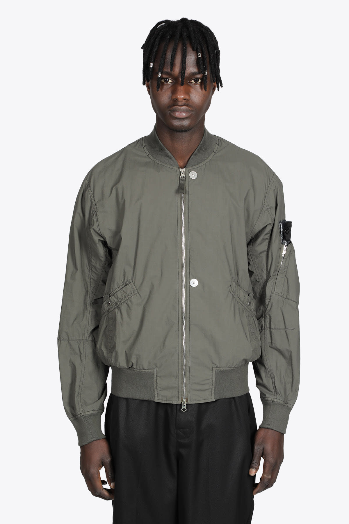 Stone Island Shadow Project Bomber Jacket Chapter 1 Military green cotton bomber jacket