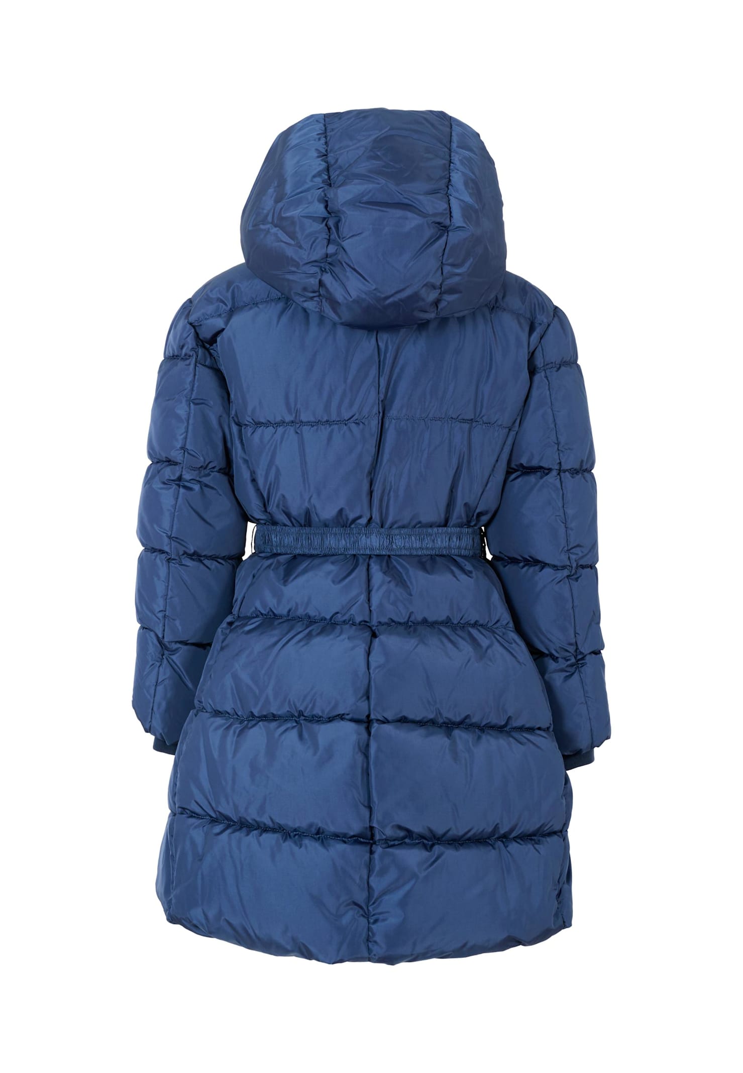 Monnalisa Blue Down Jacket For Girl With Logo In Blue