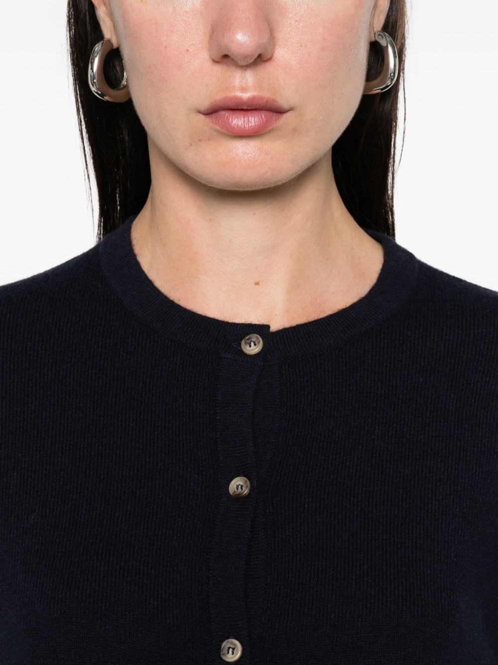 Goat Soft  Crewneck Cardigan In Blue