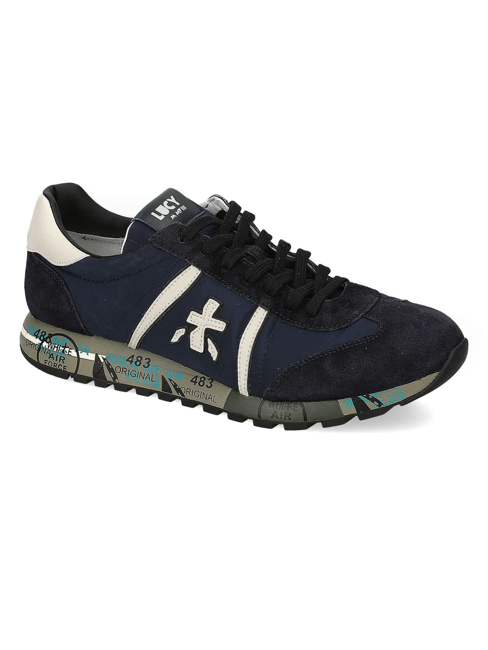 Shop Premiata Blue Lucy Low-top Sneakers