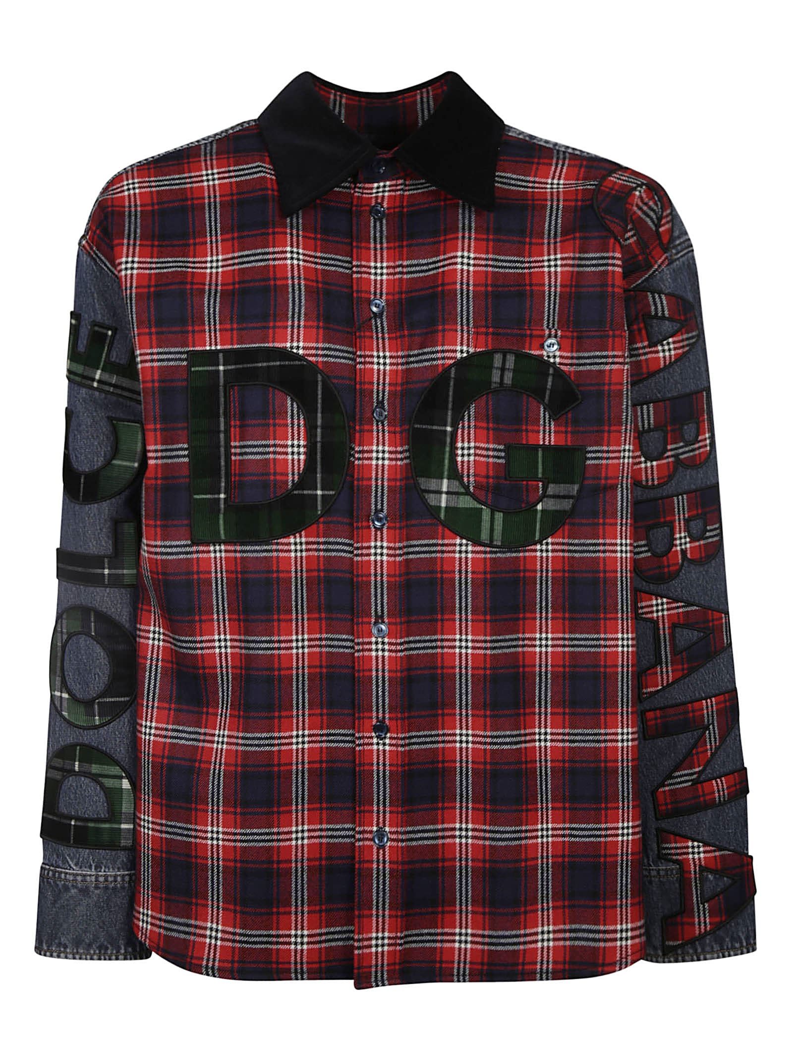 Dolce & Gabbana Logo Patch Checked Shirt