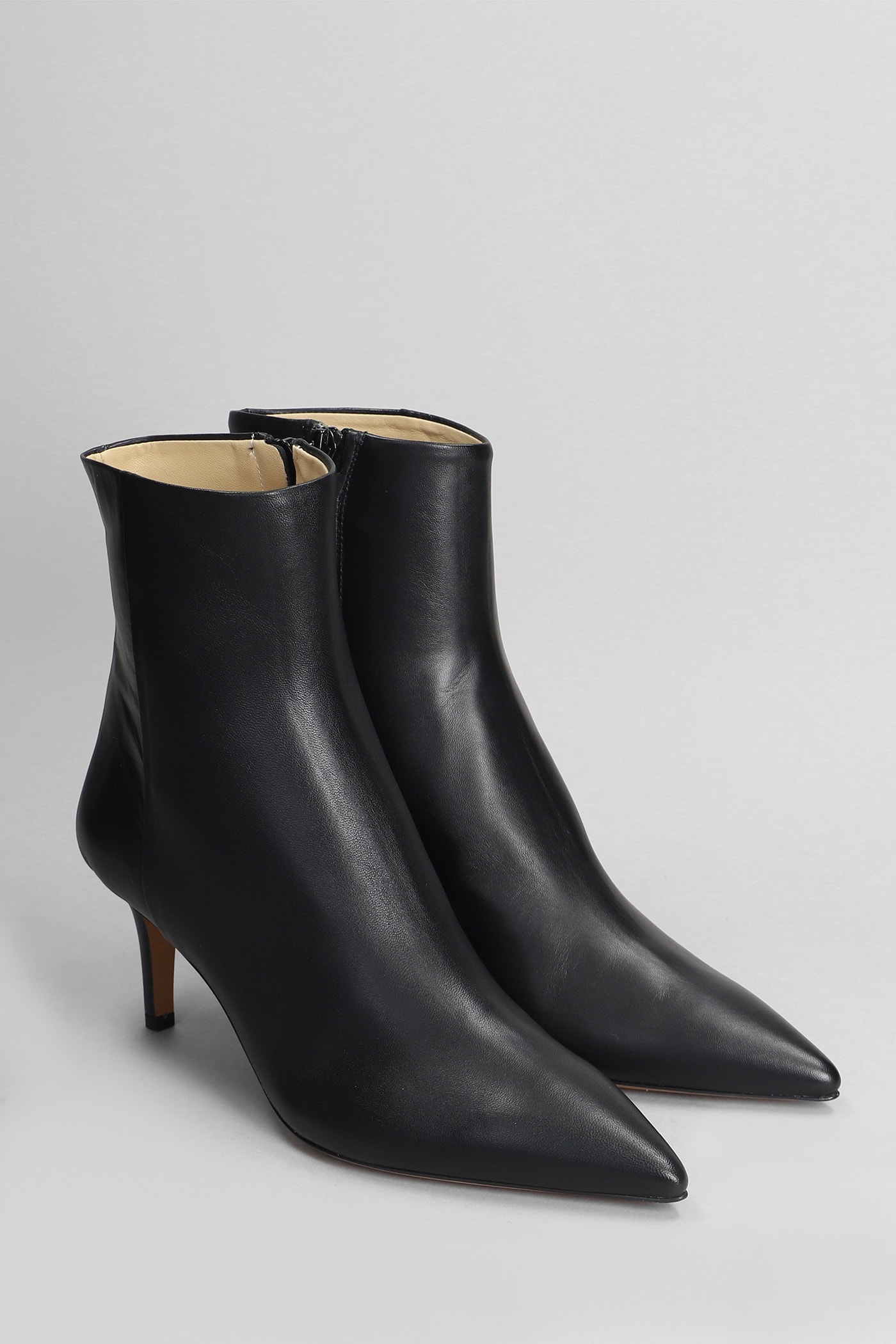 FABIO RUSCONI HIGH HEELS ANKLE BOOTS IN BLACK LEATHER 