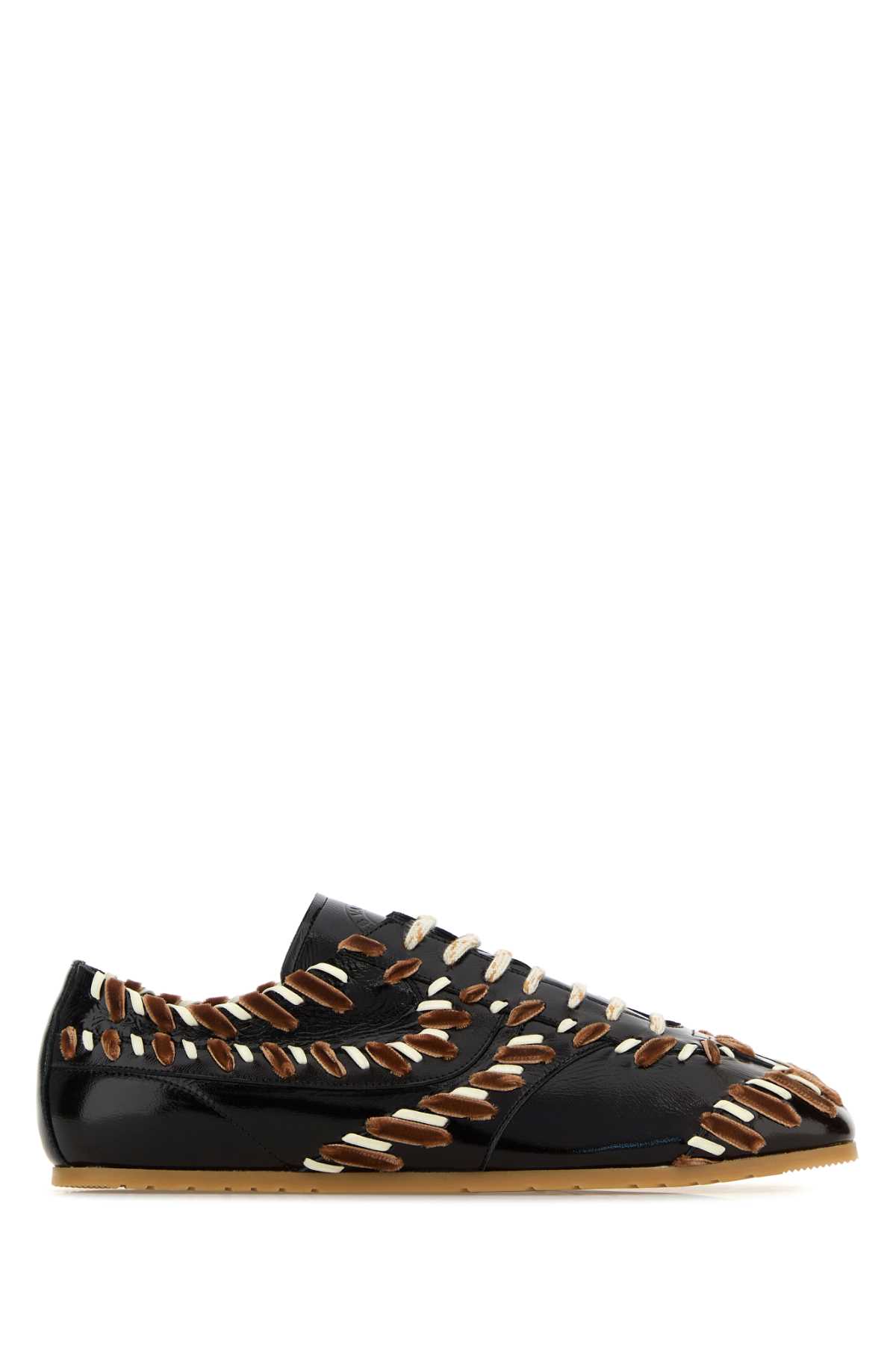 Dries Van Noten Stylish Low-top Leather Sneakers Featuring Embellishments In Brown